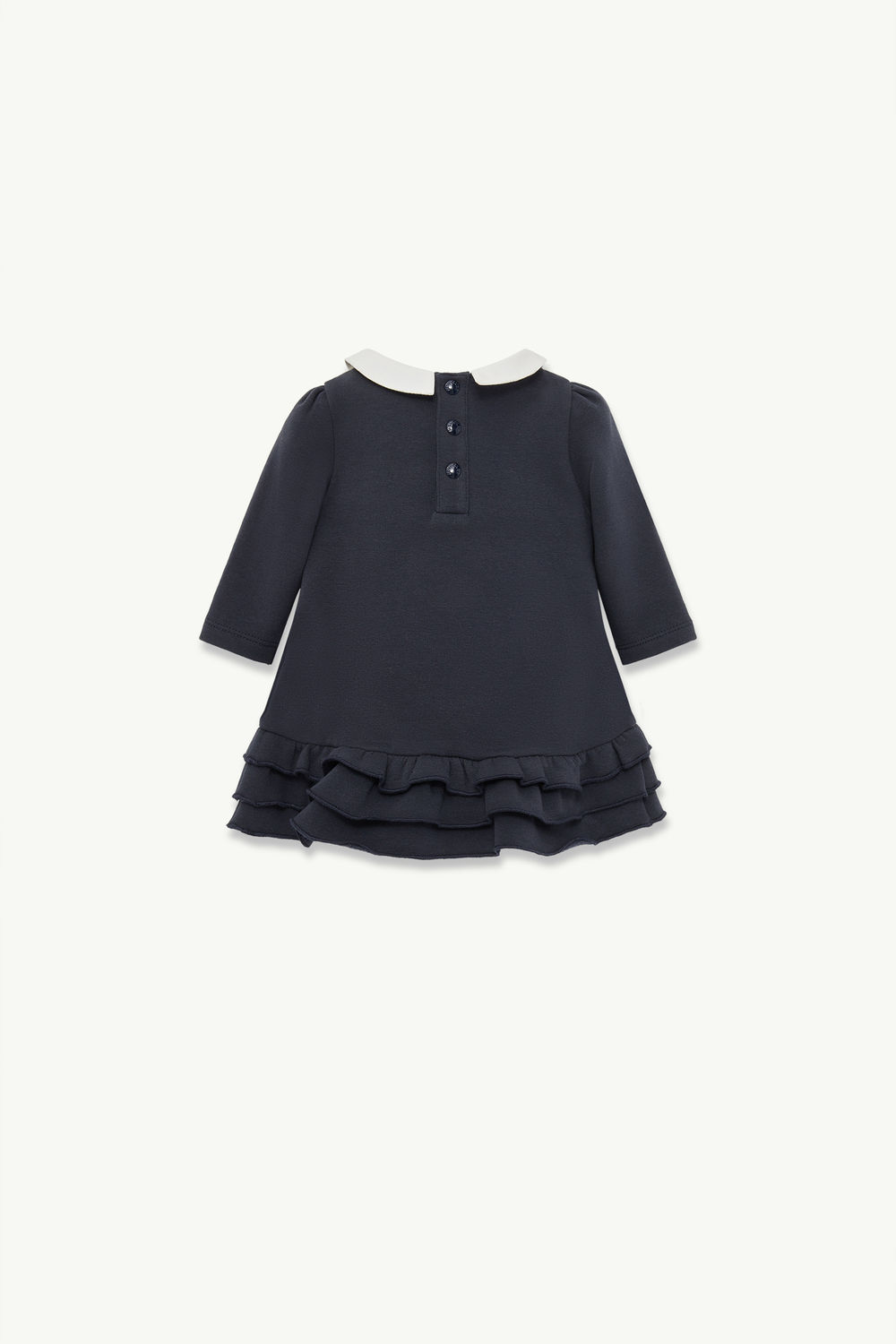 Ruffled Cotton Dress Girl Navy Blue Moncler 2