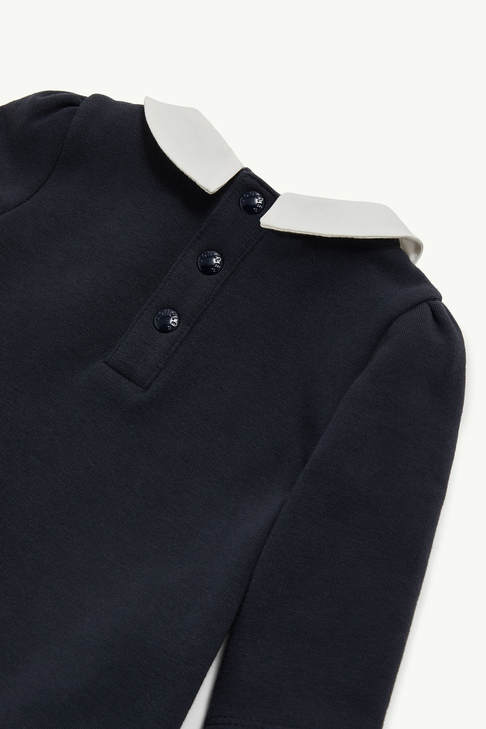 Ruffled Cotton Dress Girl Navy Blue Moncler 3