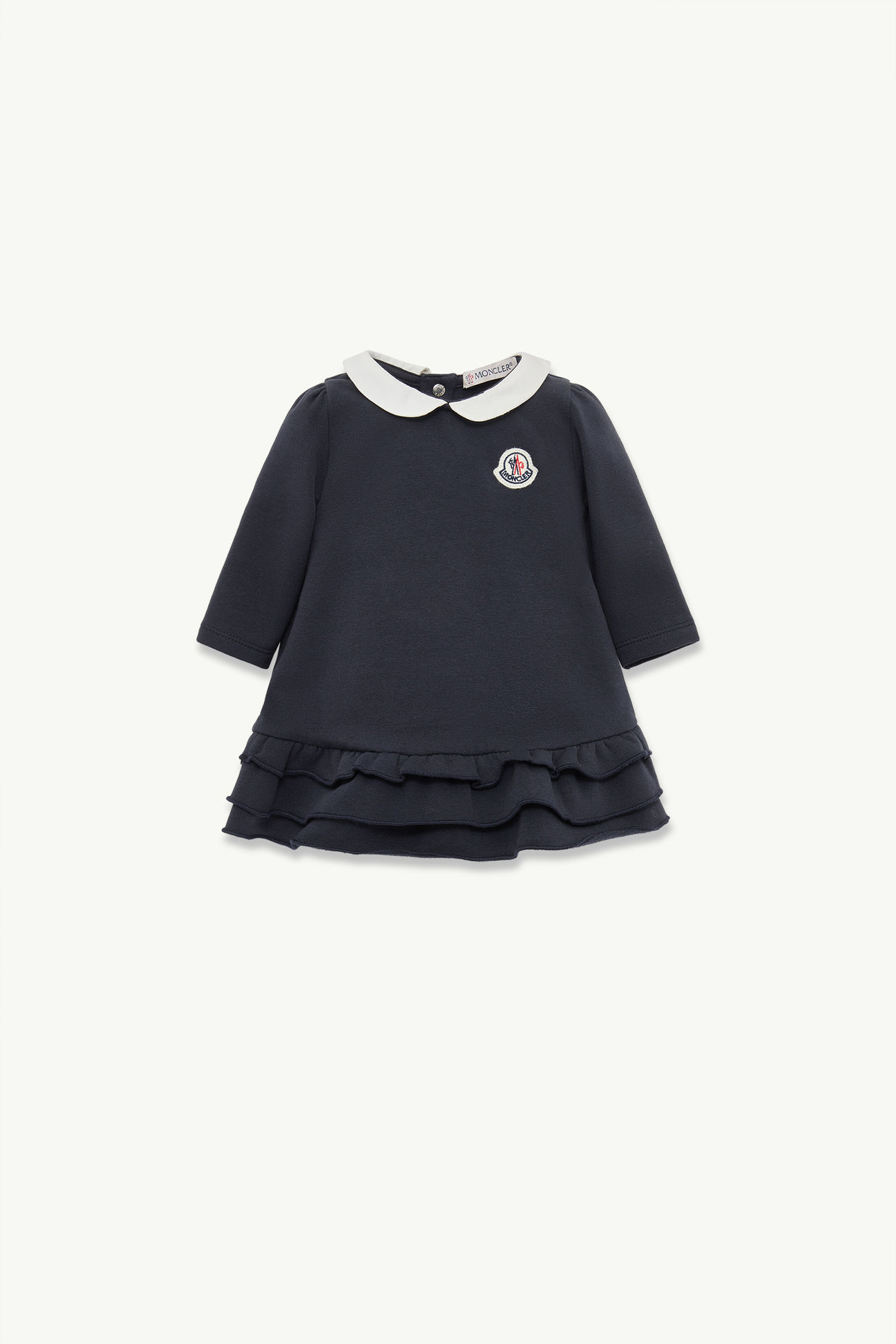 Gerüschtes Baumwollkleid Mädchen Navyblau Moncler 0