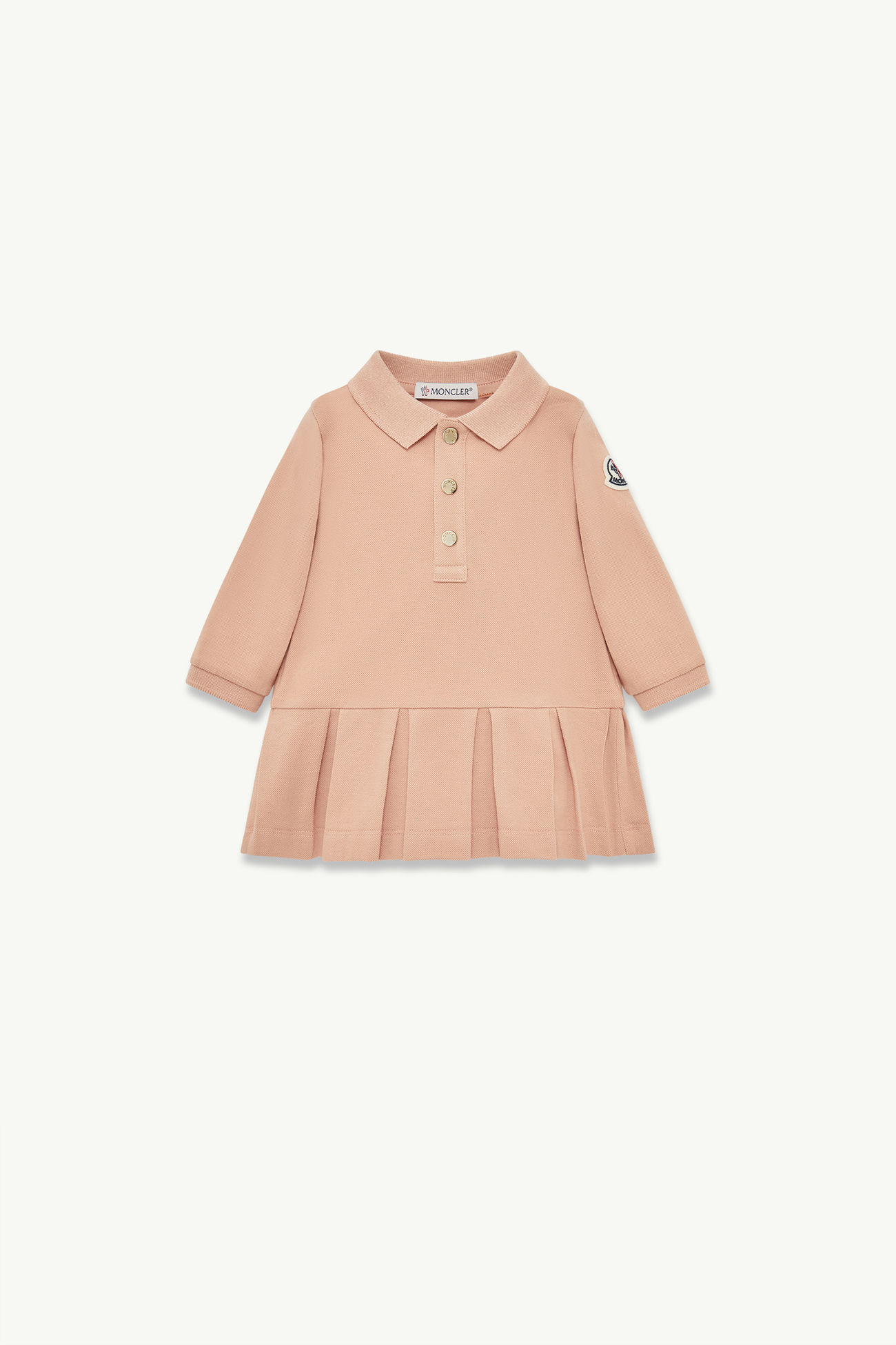 女婴棉质珠地Polo领连衣裙 女童 玫瑰粉色 Moncler 0