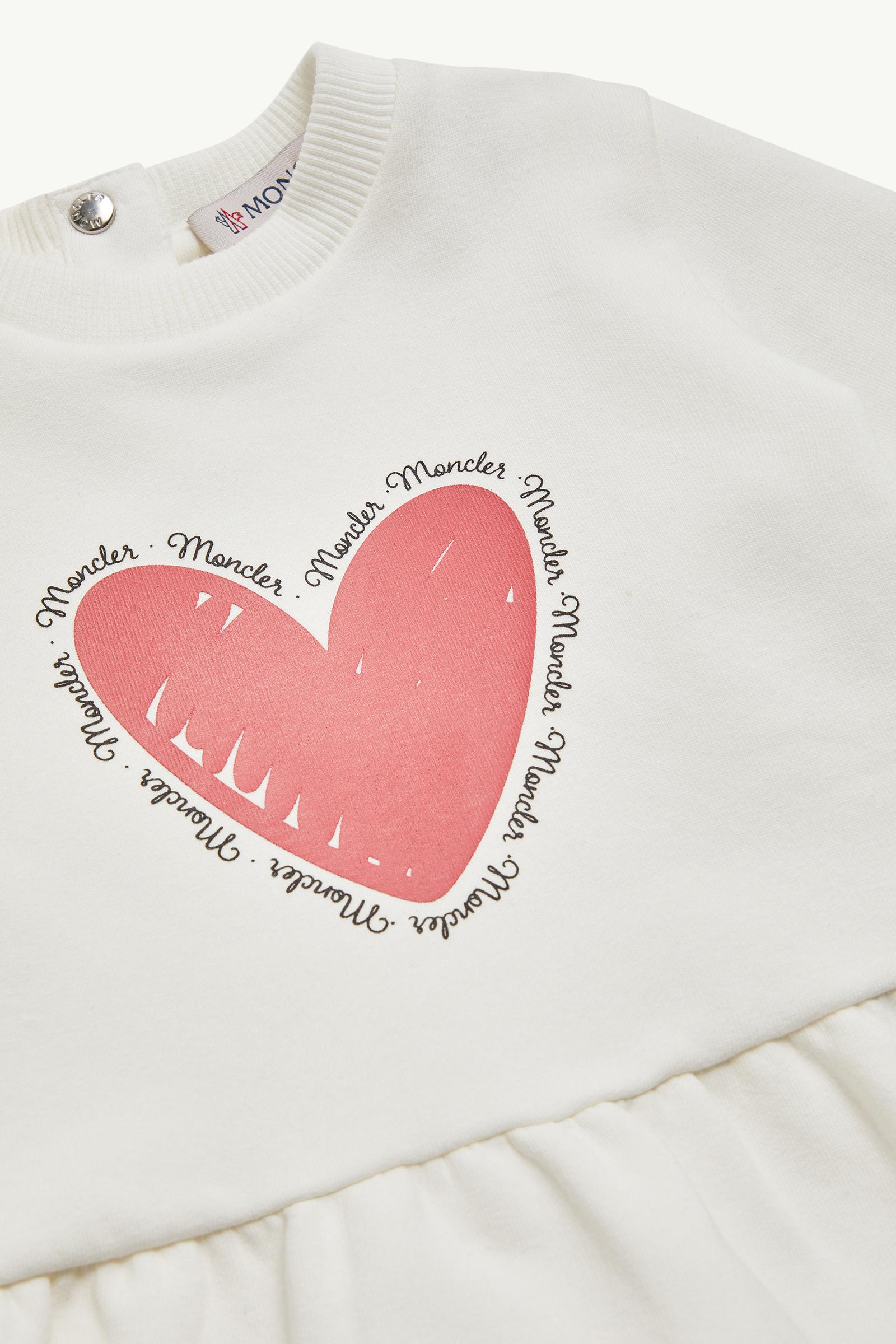 Heart Motif Cotton Dress Girl White Moncler 1