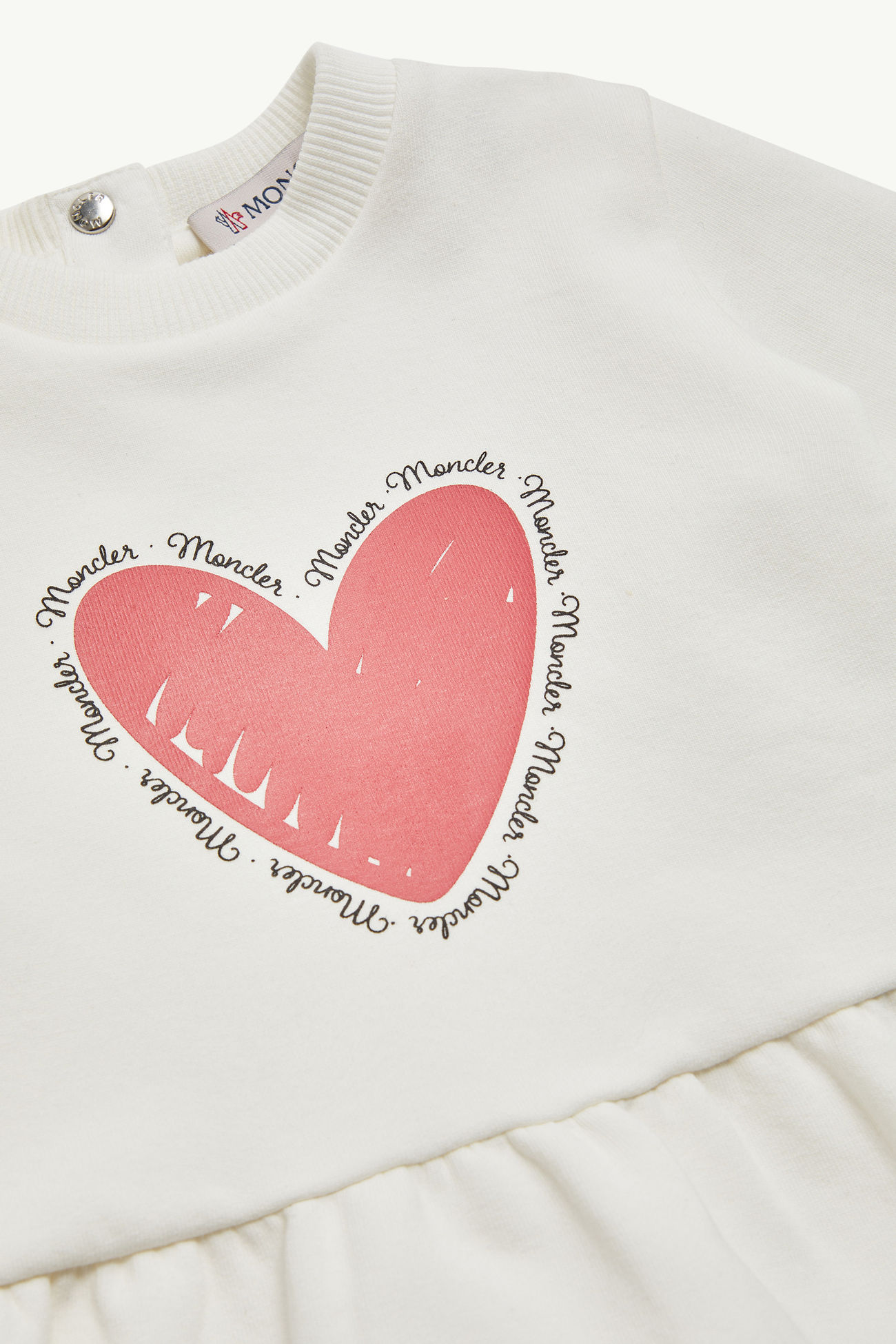 心形圖案棉質連身裙 女童 白色 Moncler 1