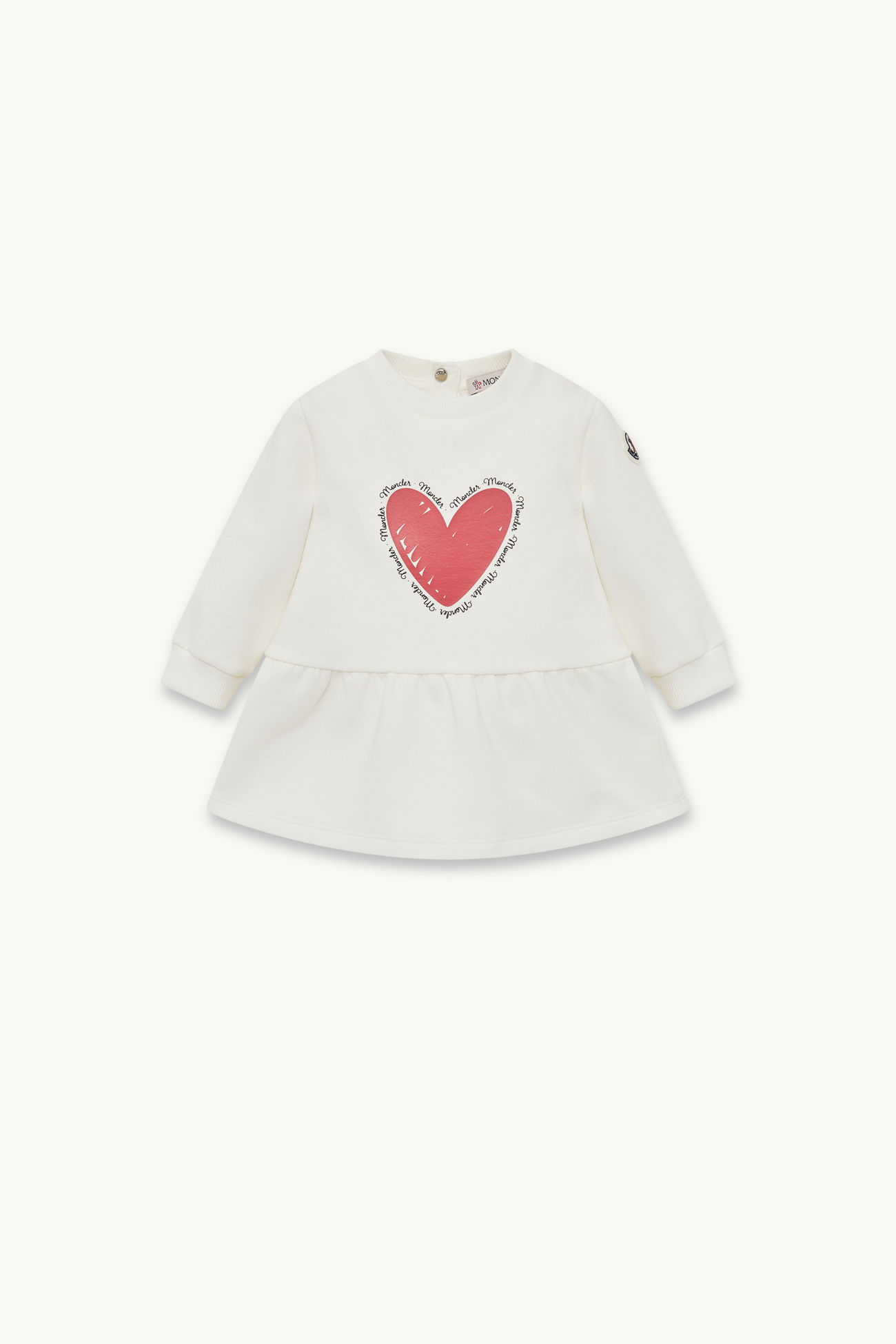 Vestido de algodón con motivo de corazón Niña Blanco Moncler 0