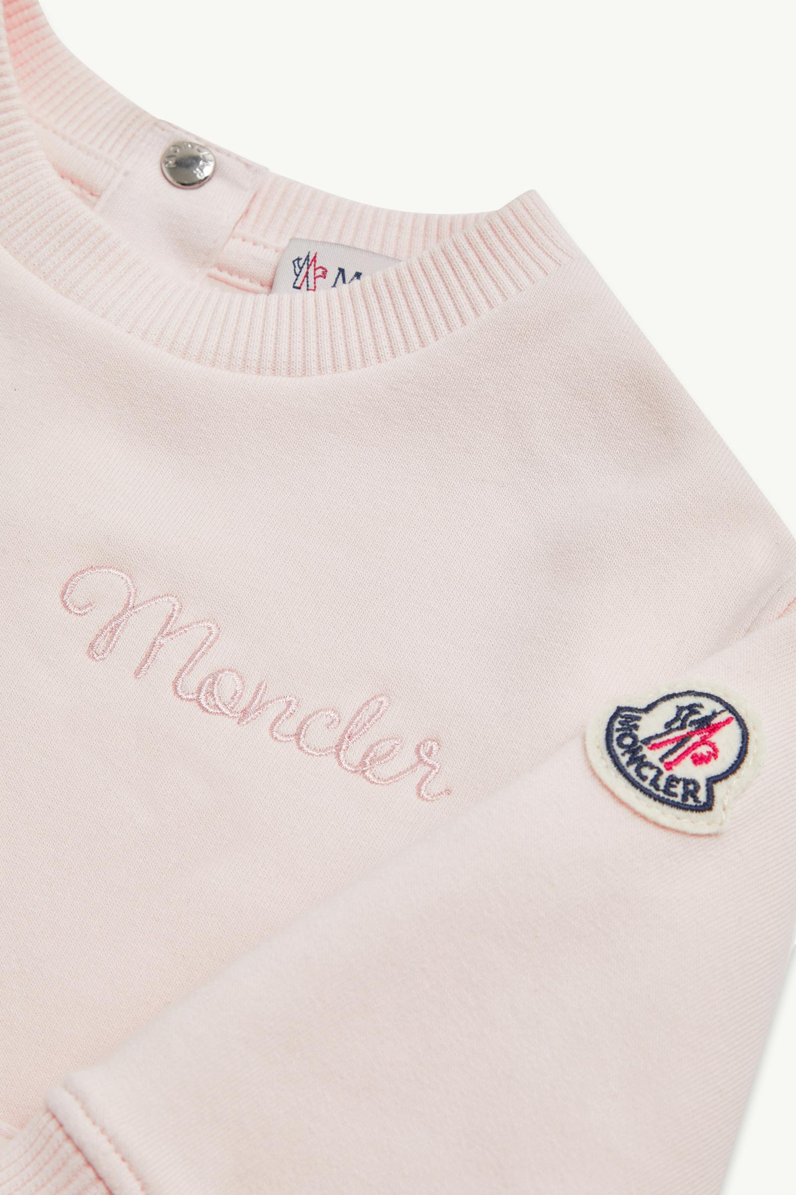 Embroidered Logo Cotton Sweatshirt Dress Girl Light Pink Moncler 1