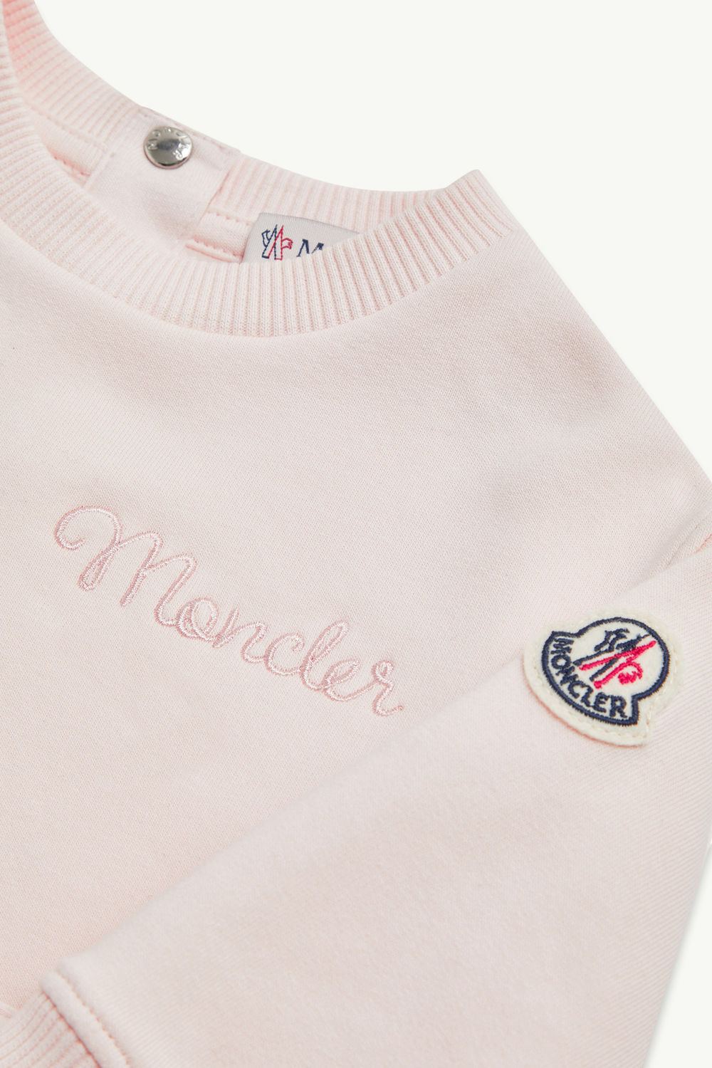 Embroidered Logo Cotton Sweatshirt Dress Girl Light Pink Moncler 1