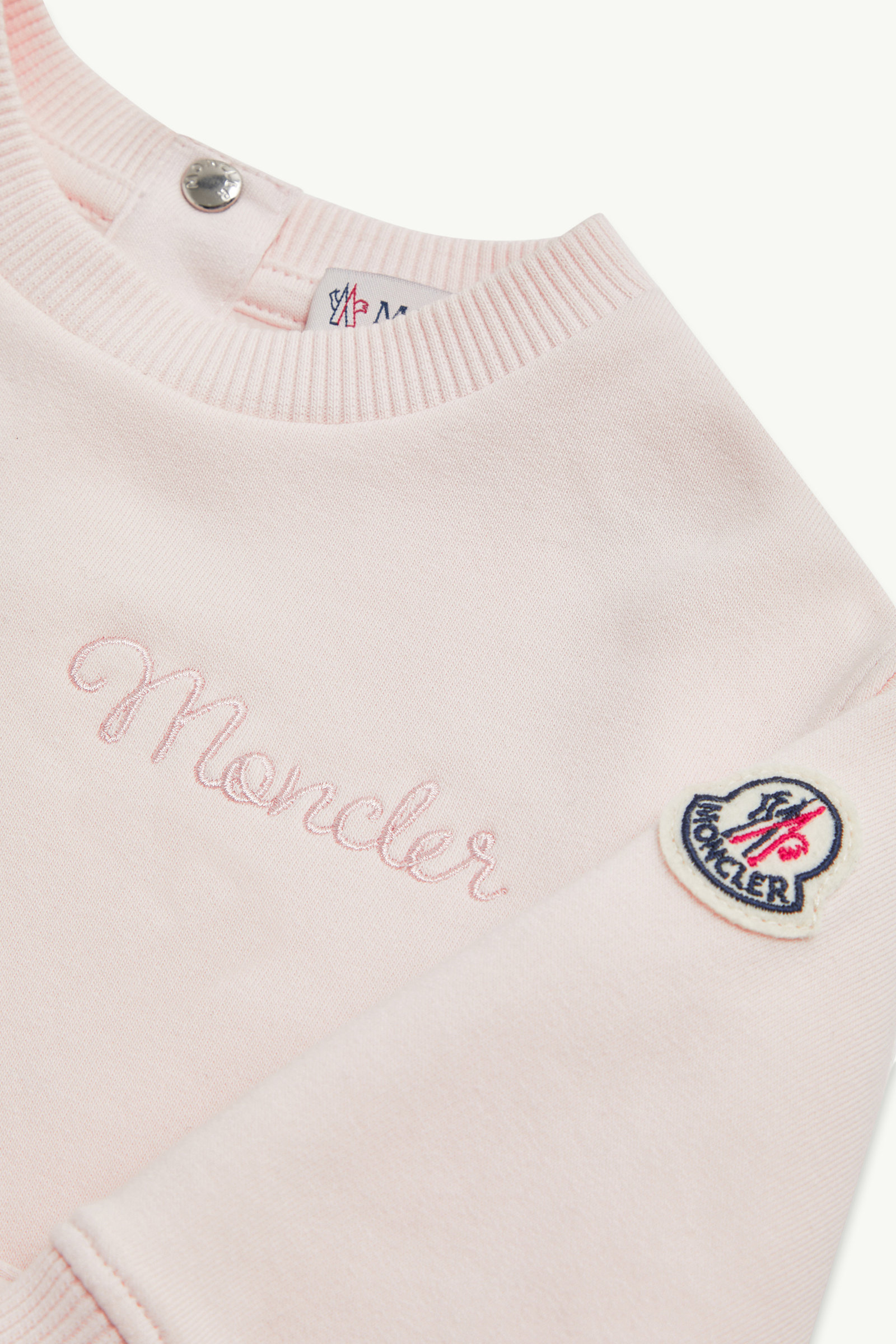 Embroidered Logo Cotton Sweatshirt Dress Girl Light Pink Moncler 1