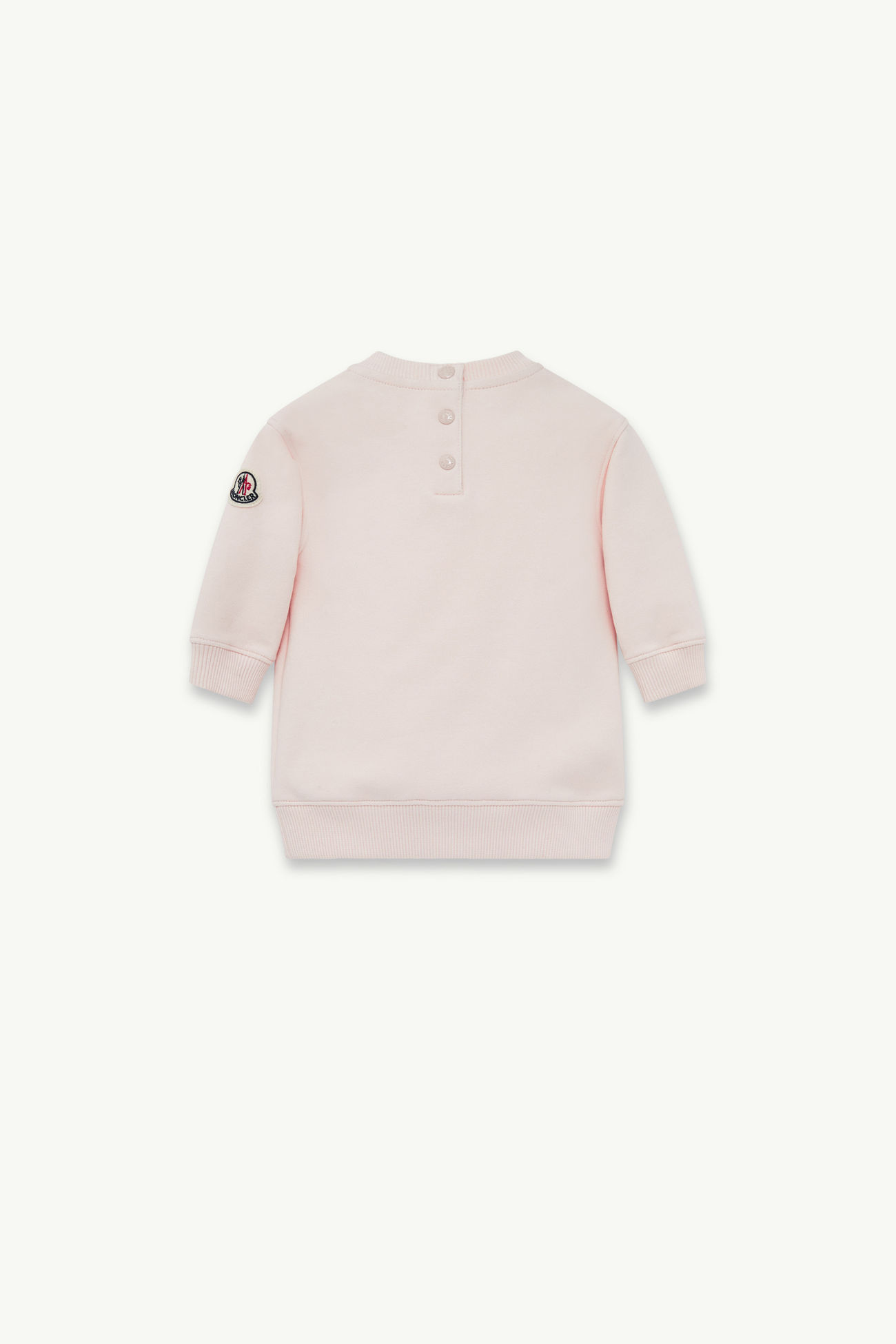 Abito felpa con logo ricamato in cotone Bambina Rosa Chiaro Moncler 2