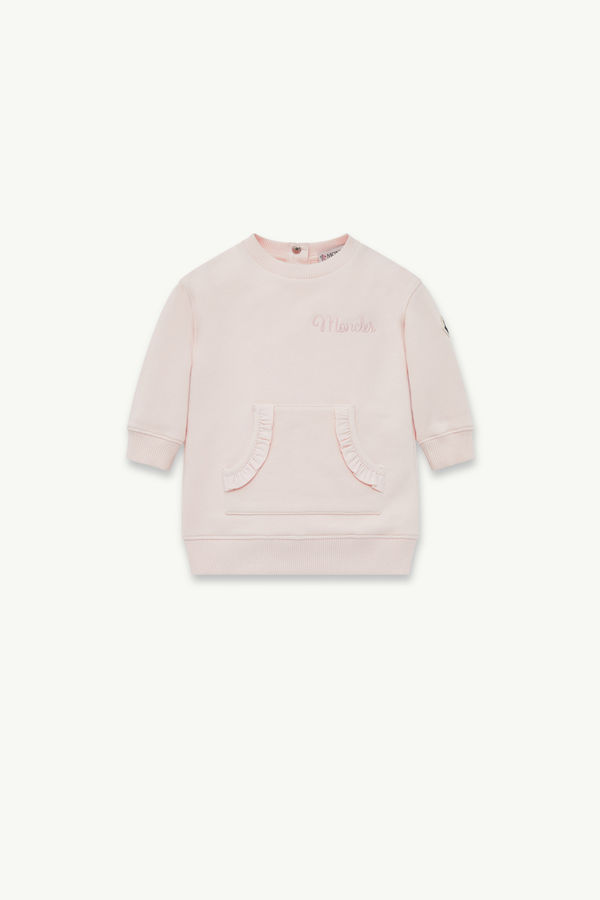 Sweatshirt-Kleid aus Baumwolle mit gesticktem Logo Mädchen Hellpink Moncler 0