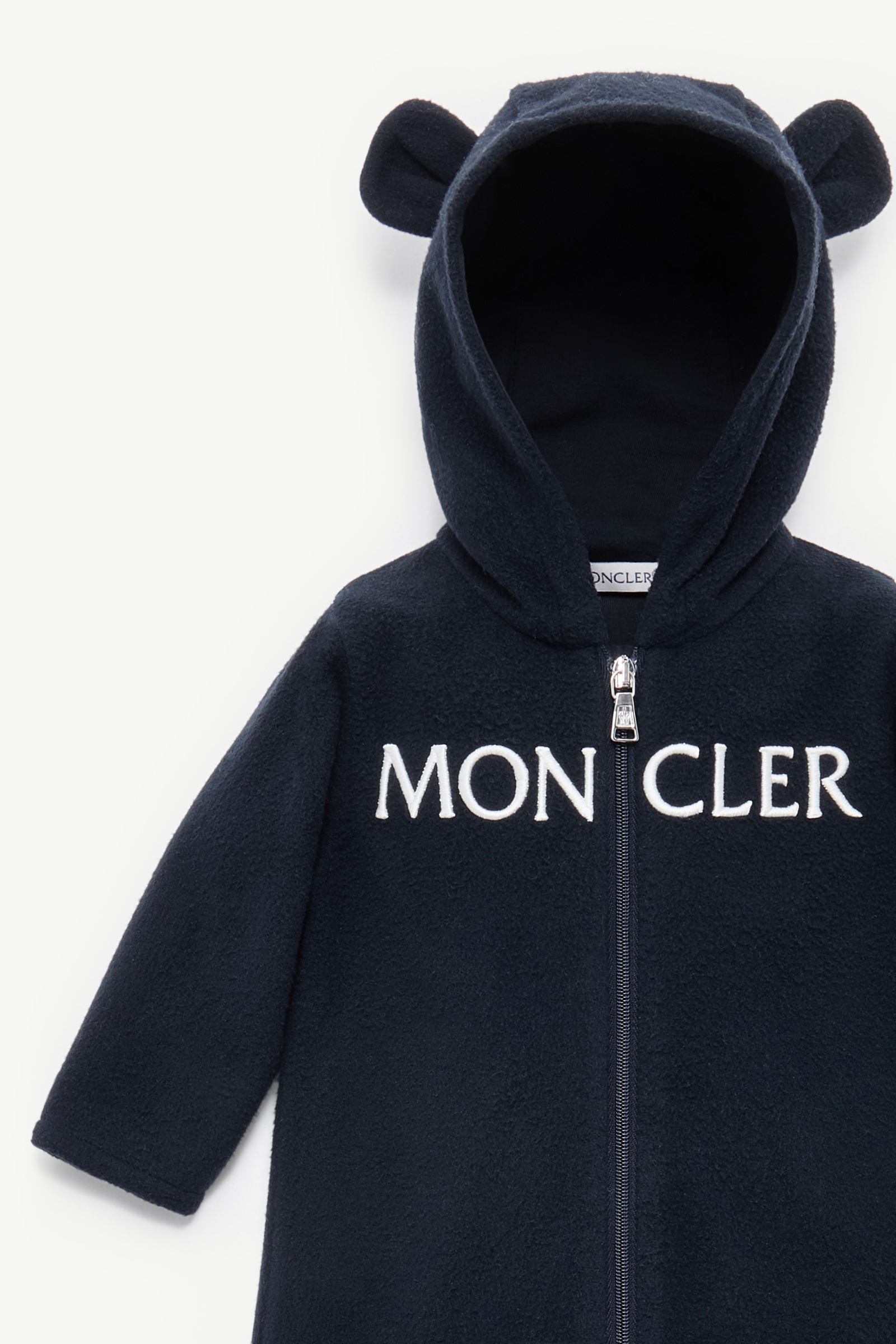 Hooded Fleece Baby Grow Gender Neutral Navy Blue Moncler 1