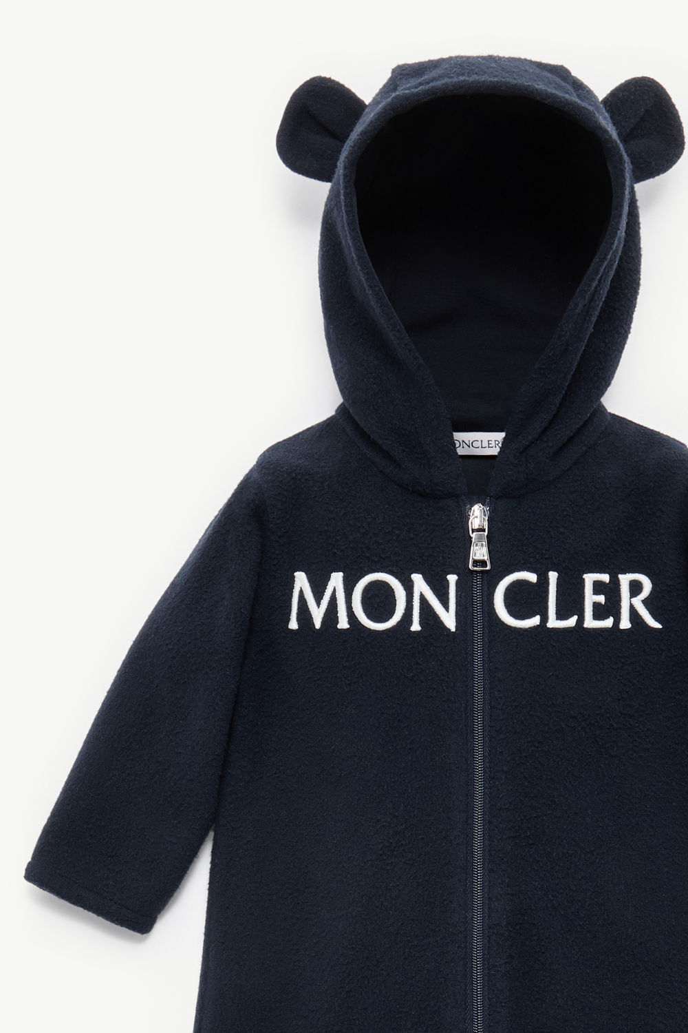 Hooded Fleece Baby Grow Gender Neutral Navy Blue Moncler 1