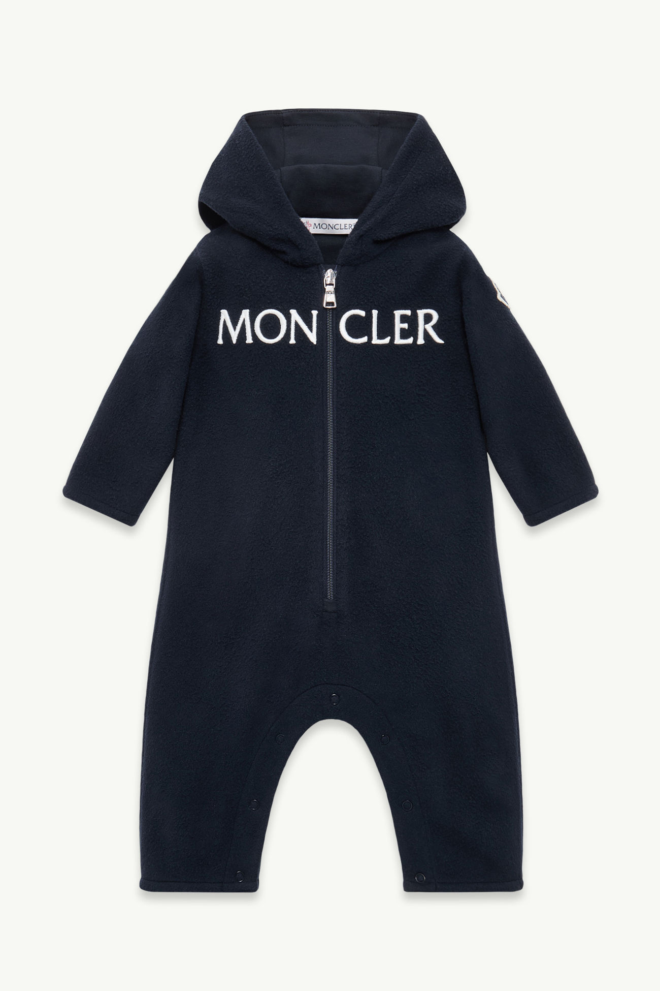 Tutina in pile con cappuccio Gender Neutral Blu Navy Moncler 0