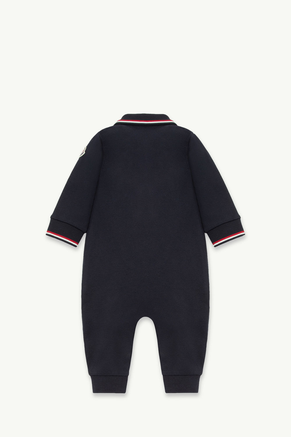 Barboteuse en piqué de coton à bords tricolores Garçon Bleu marine Moncler 2