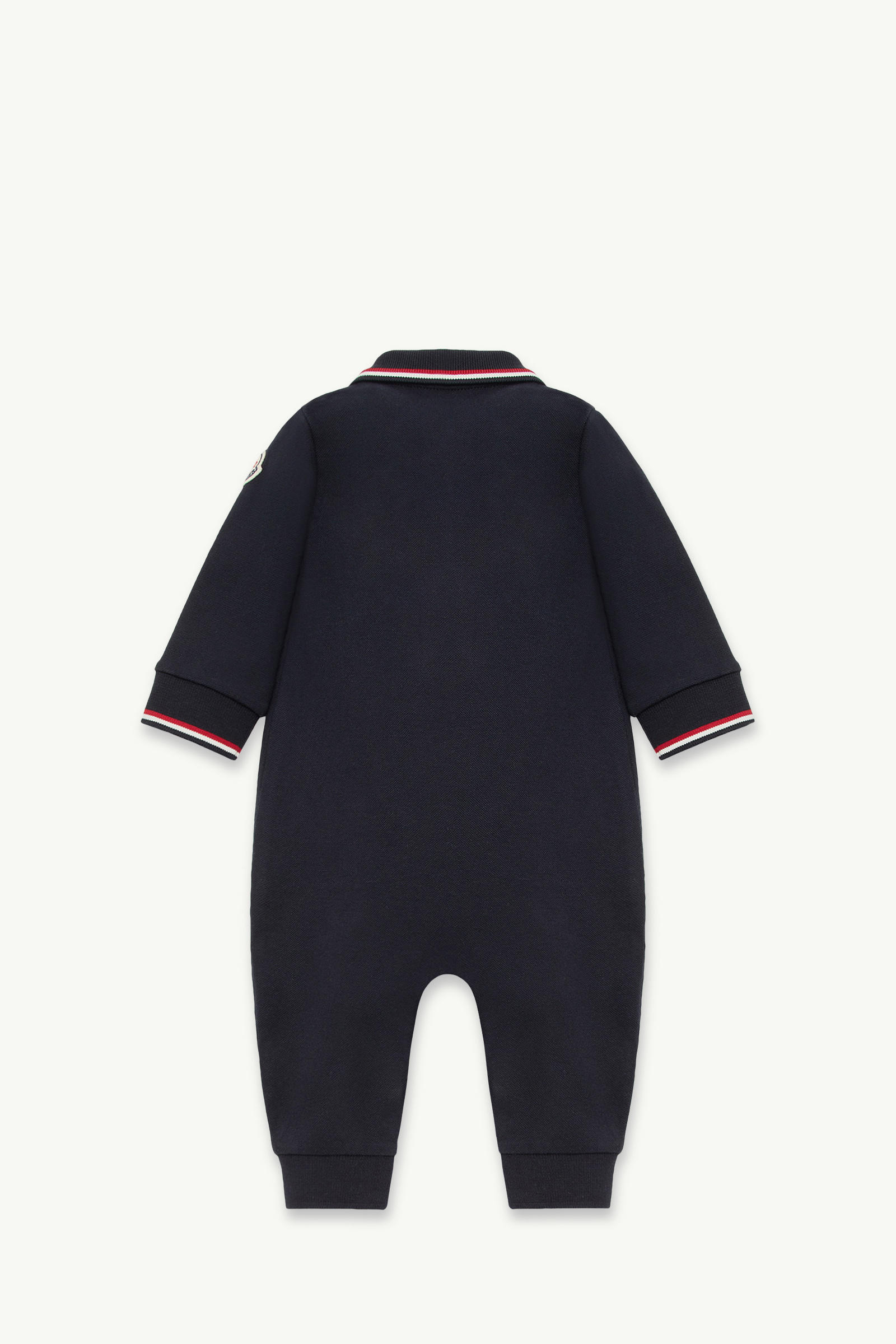 Tricolour-Trimmed Cotton Piquet Baby Grow Boy Navy Blue Moncler 2