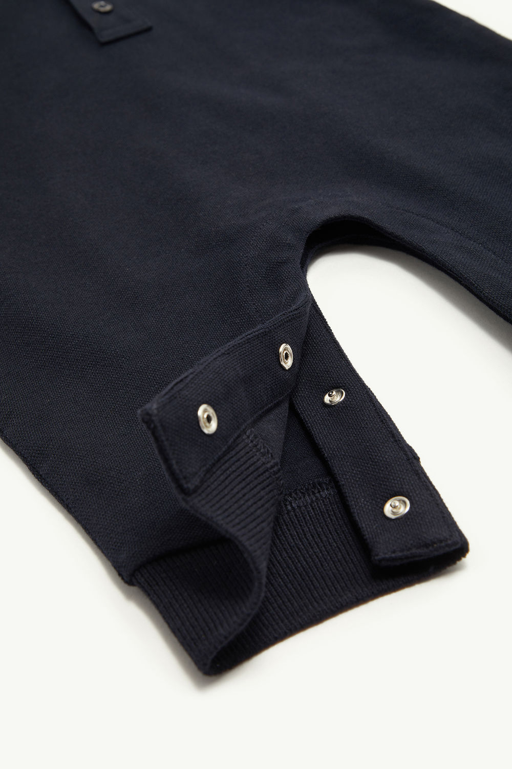 Barboteuse en piqué de coton à bords tricolores Garçon Bleu marine Moncler 3