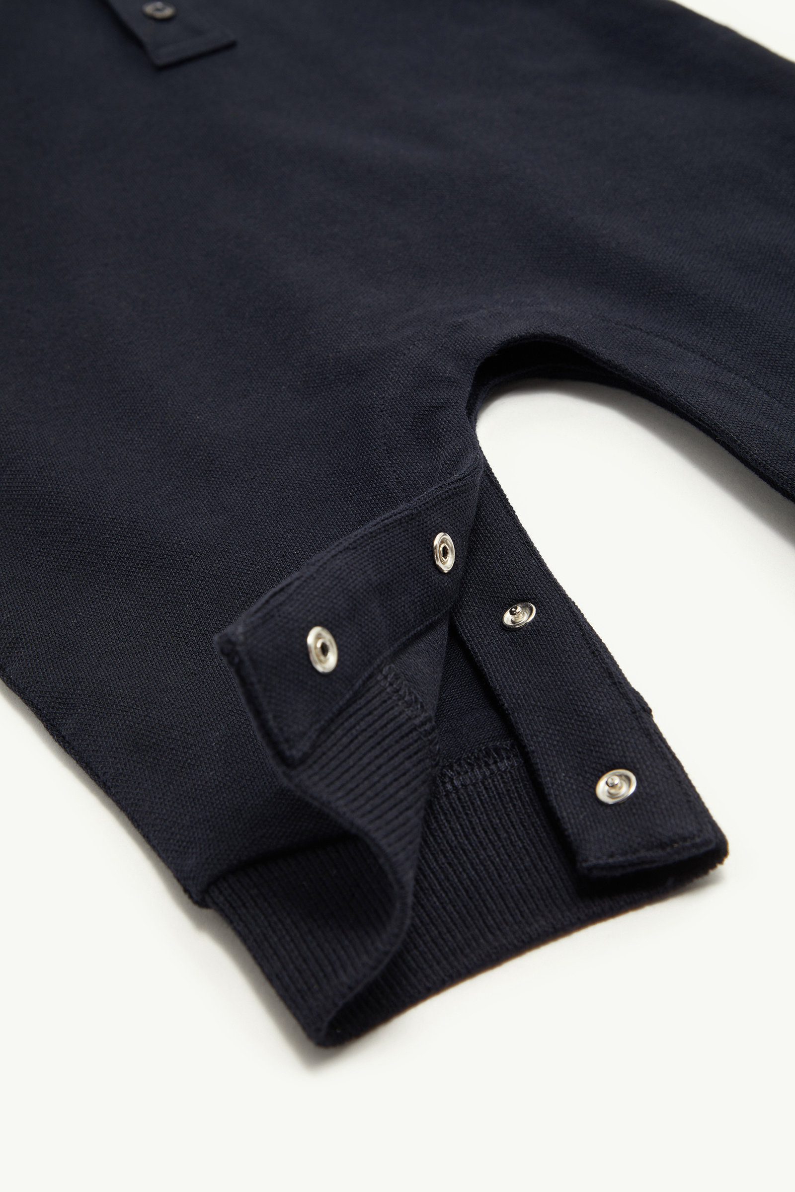 Tricolour-Trimmed Cotton Piquet Baby Grow Boy Navy Blue Moncler 3