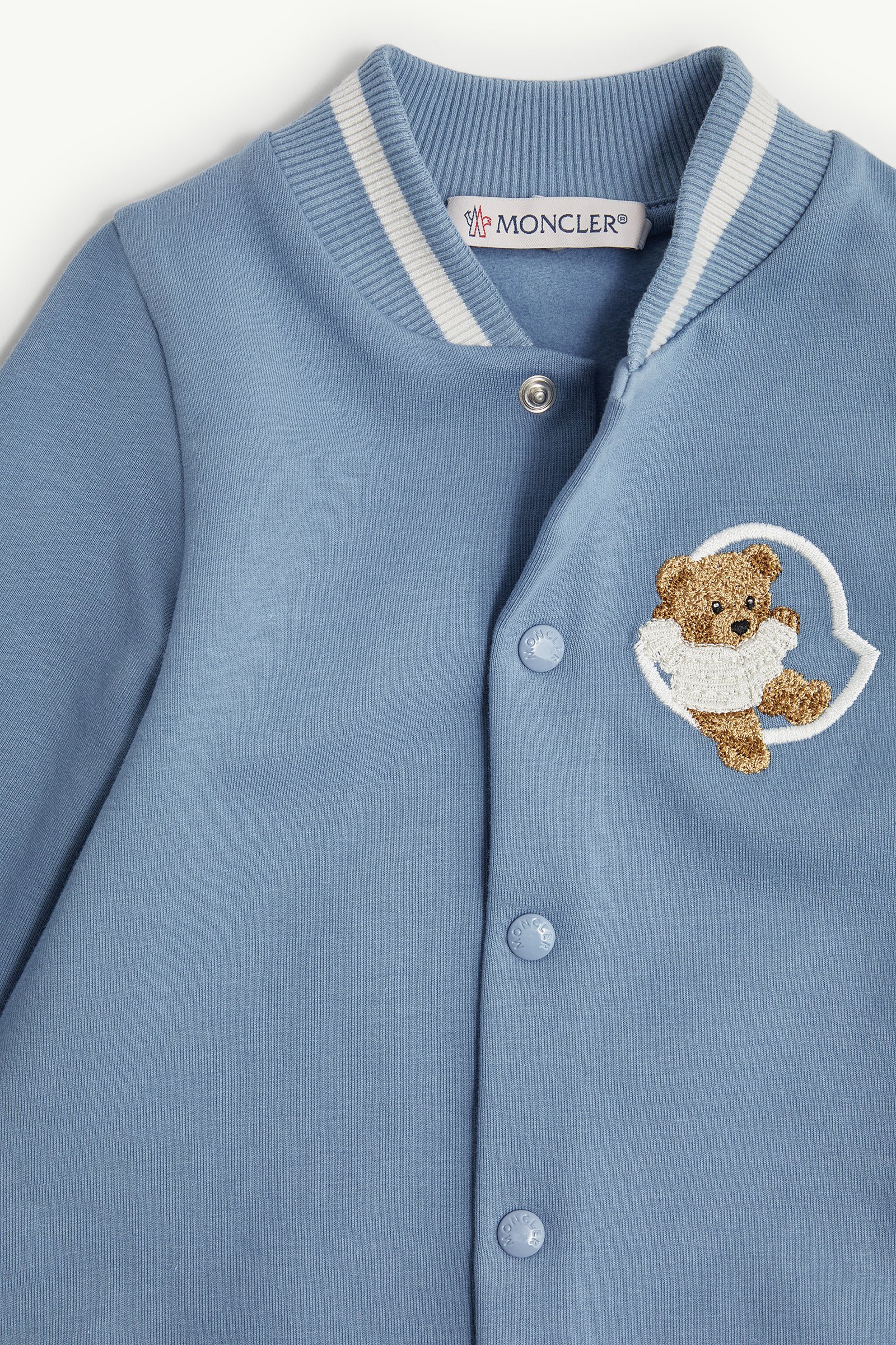 Embroidered Teddy Bear Cotton Baby Grow Boy Cobalt Blue Moncler 1