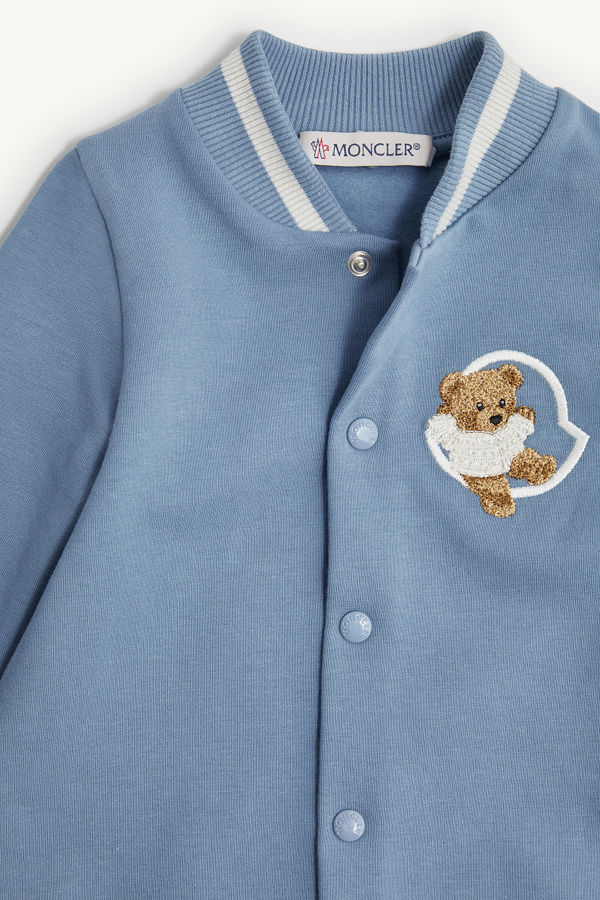 Embroidered Teddy Bear Cotton Baby Grow Boy Cobalt Blue Moncler 1