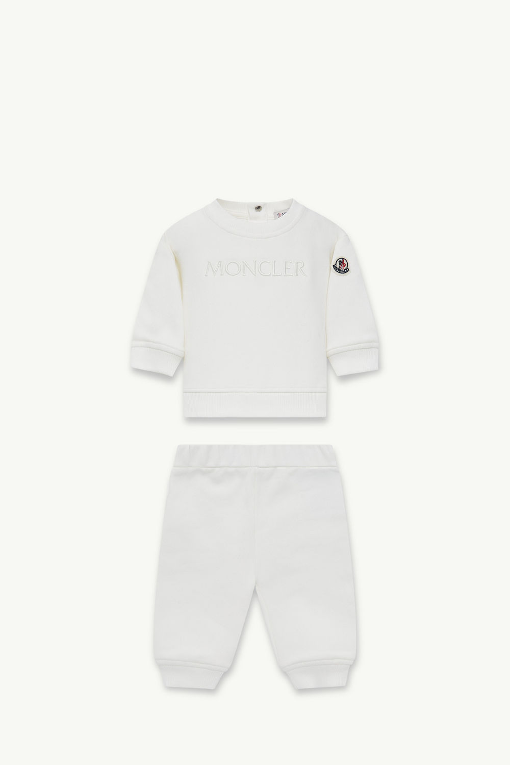 Embroidered Logo Cotton Tracksuit Set Gender Neutral White Moncler 0