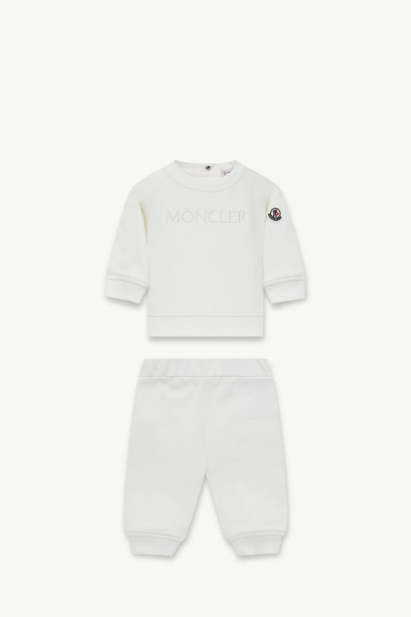 Embroidered Logo Cotton Tracksuit Set Gender Neutral White Moncler 0