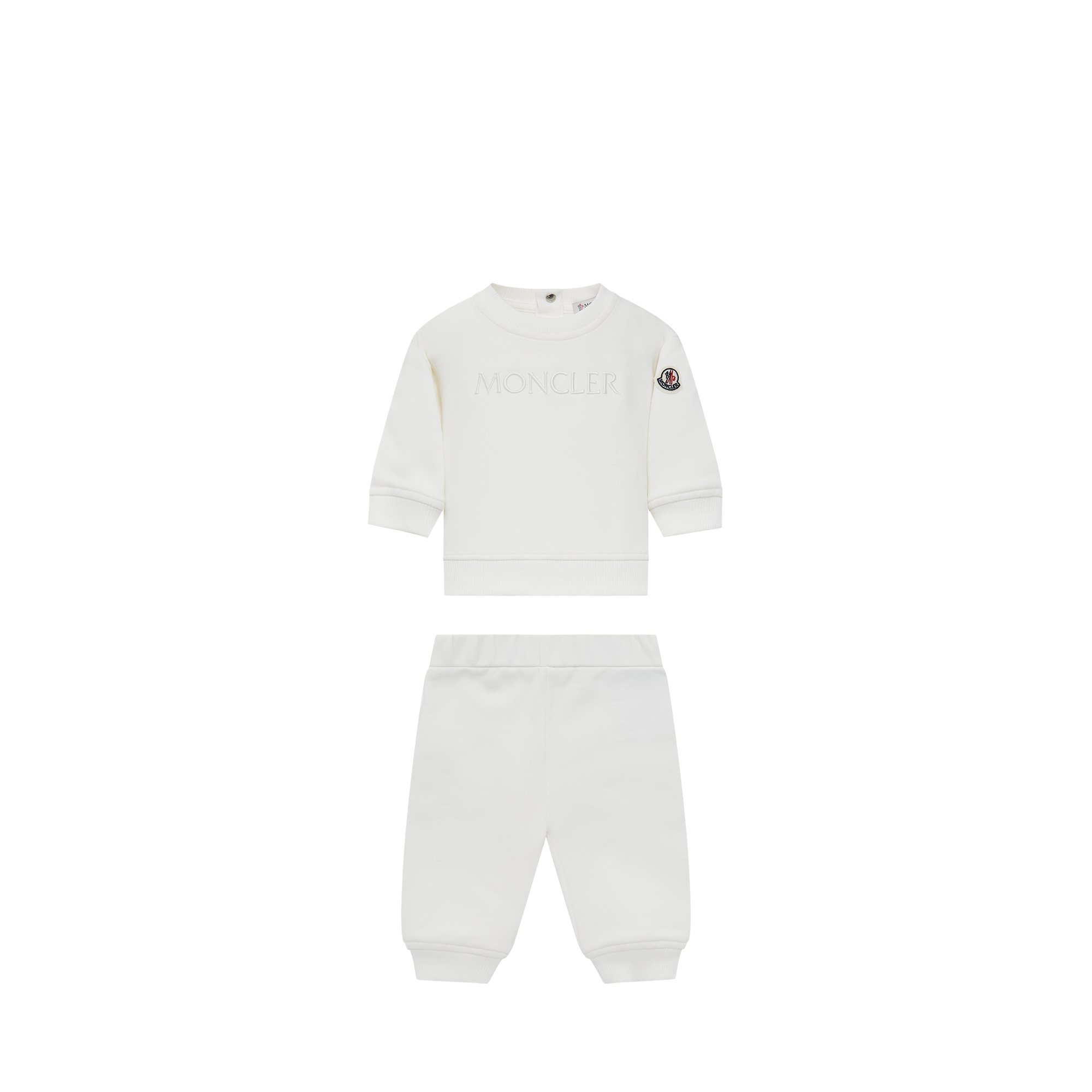 MONCLER ENFANT Embroidered Logo Cotton Tracksuit Set, Gender Neutral, White, Size: 12/18M