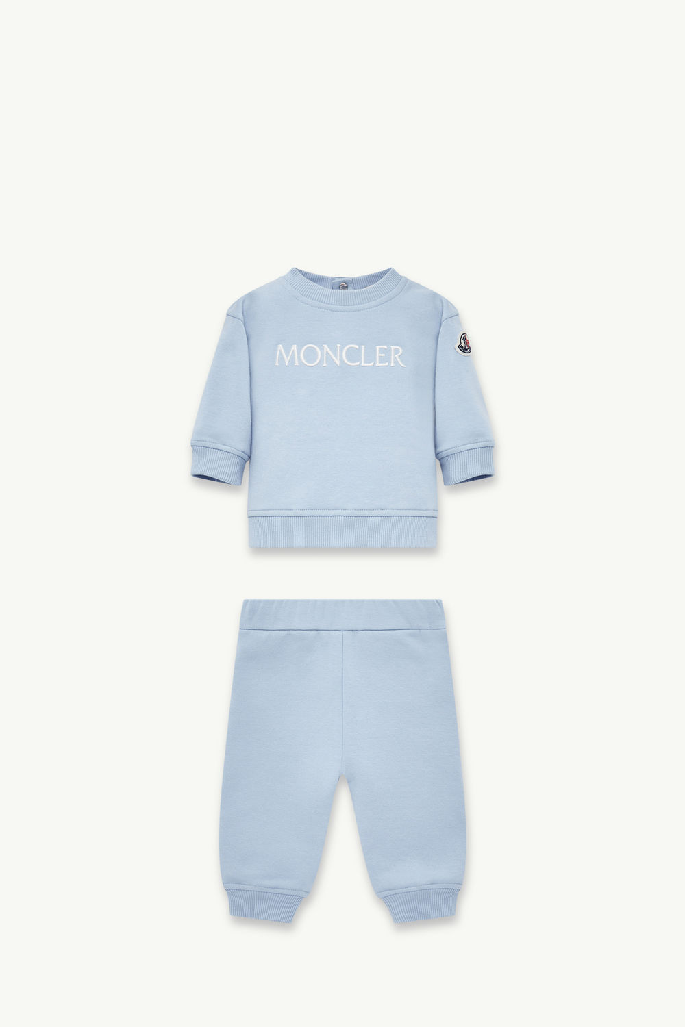 Embroidered Logo Cotton Tracksuit Set Gender Neutral Light Blue Moncler 0