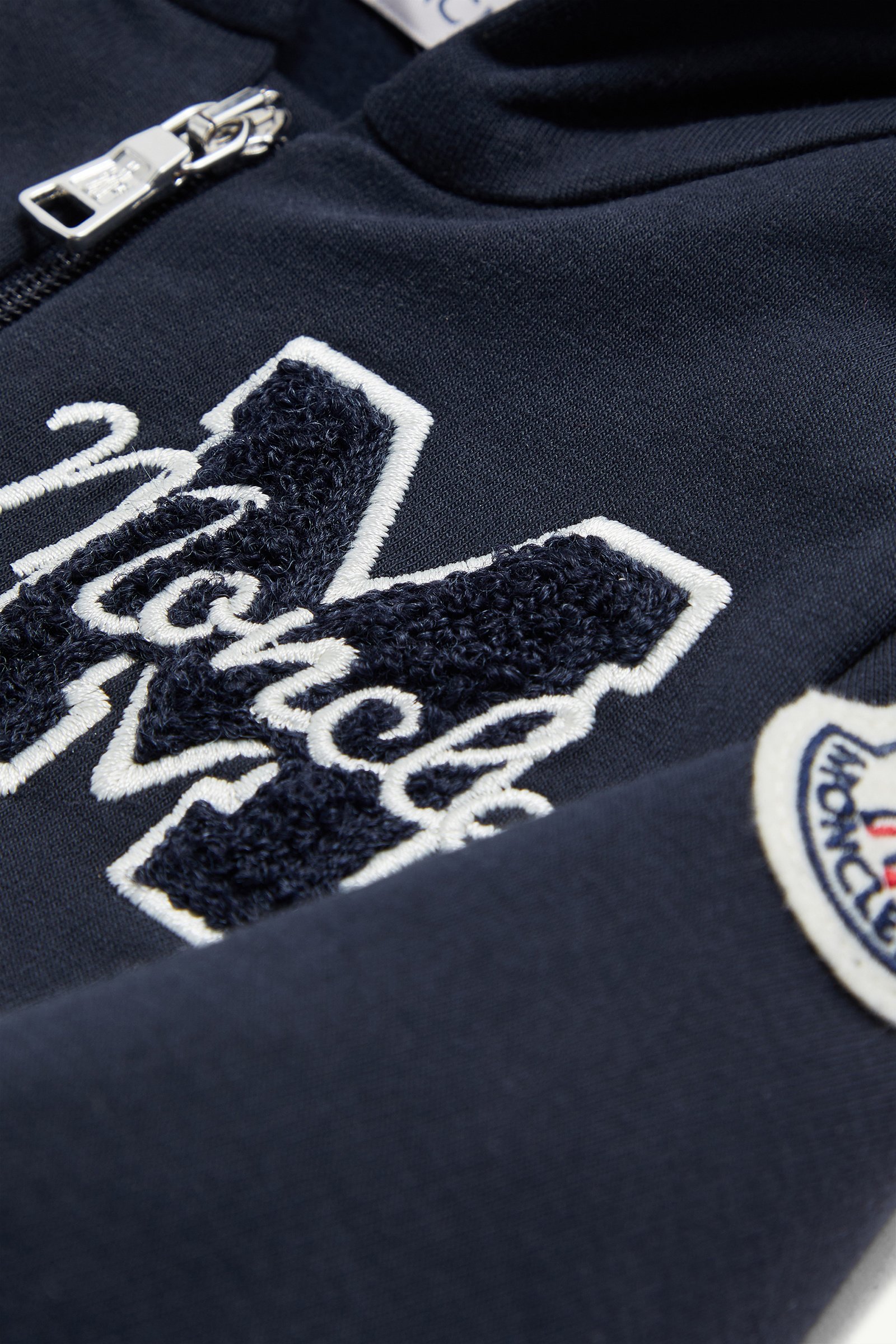 Navy Blue Embroidered Teddy Logo Cotton Sweatsuit Set - Clothing