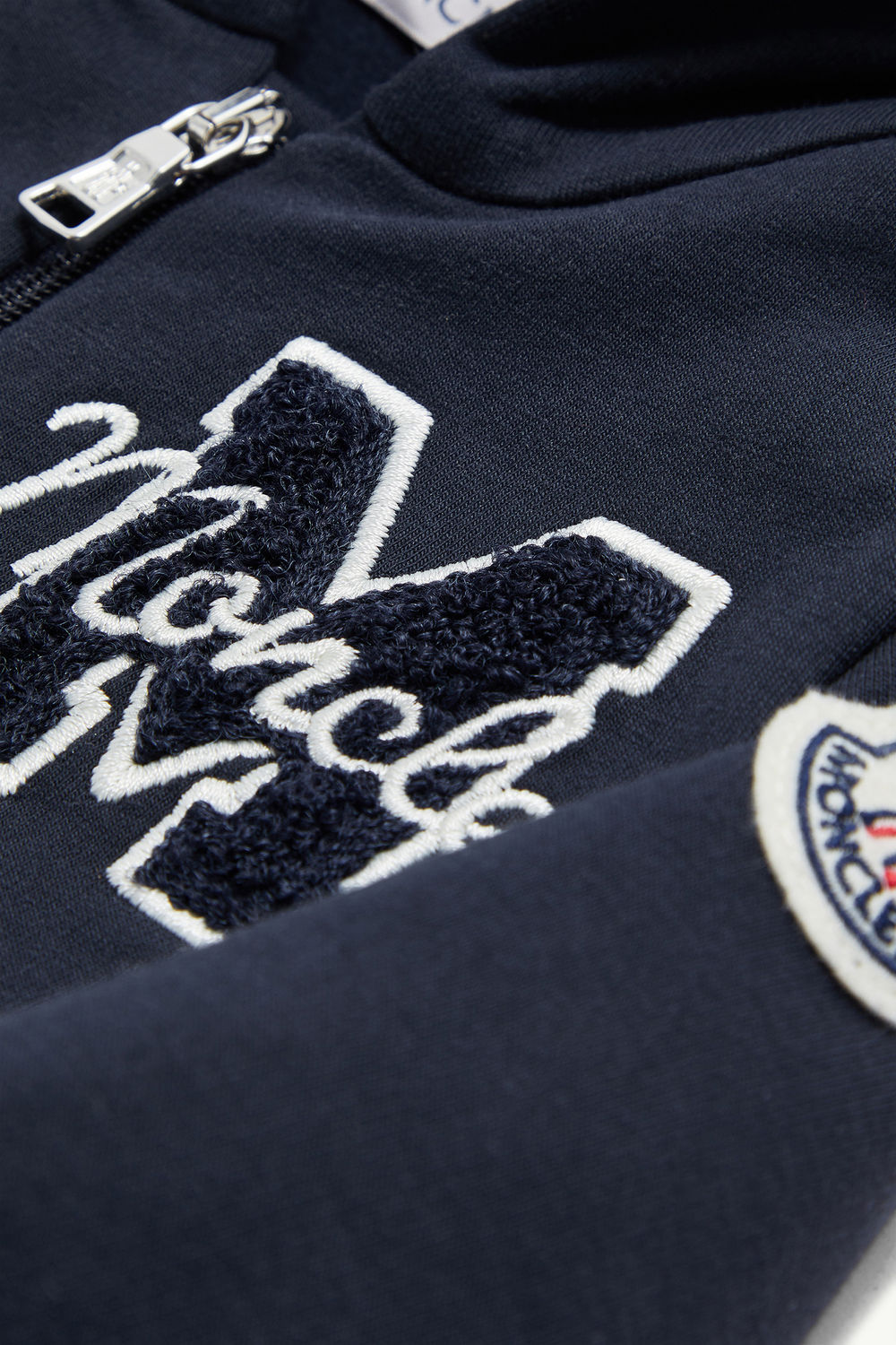 Embroidered Teddy Logo Cotton Tracksuit Set Boy Navy Blue Moncler 1