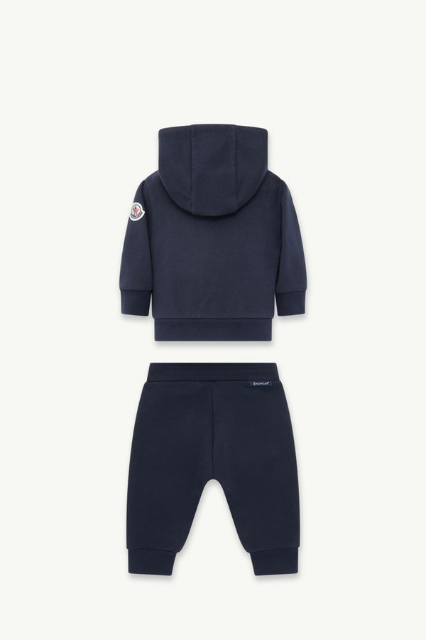 Embroidered Teddy Logo Cotton Tracksuit Set Boy Navy Blue Moncler 2