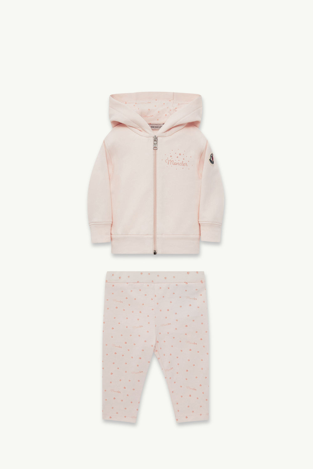 Star Print Cotton Tracksuit Set Girl Light Pink Moncler 0