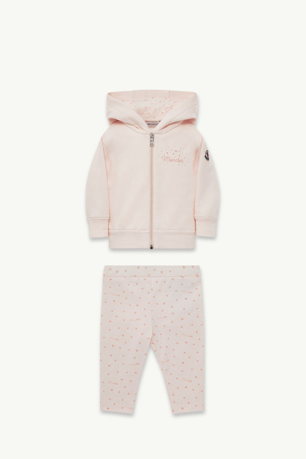 Star Print Cotton Tracksuit Set Girl Light Pink Moncler 0