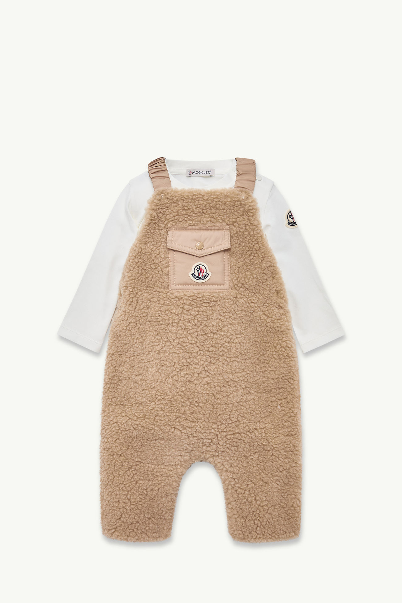 Set aus Baumwolle und Teddystoff Genderneutral Camel-Beige Moncler 0