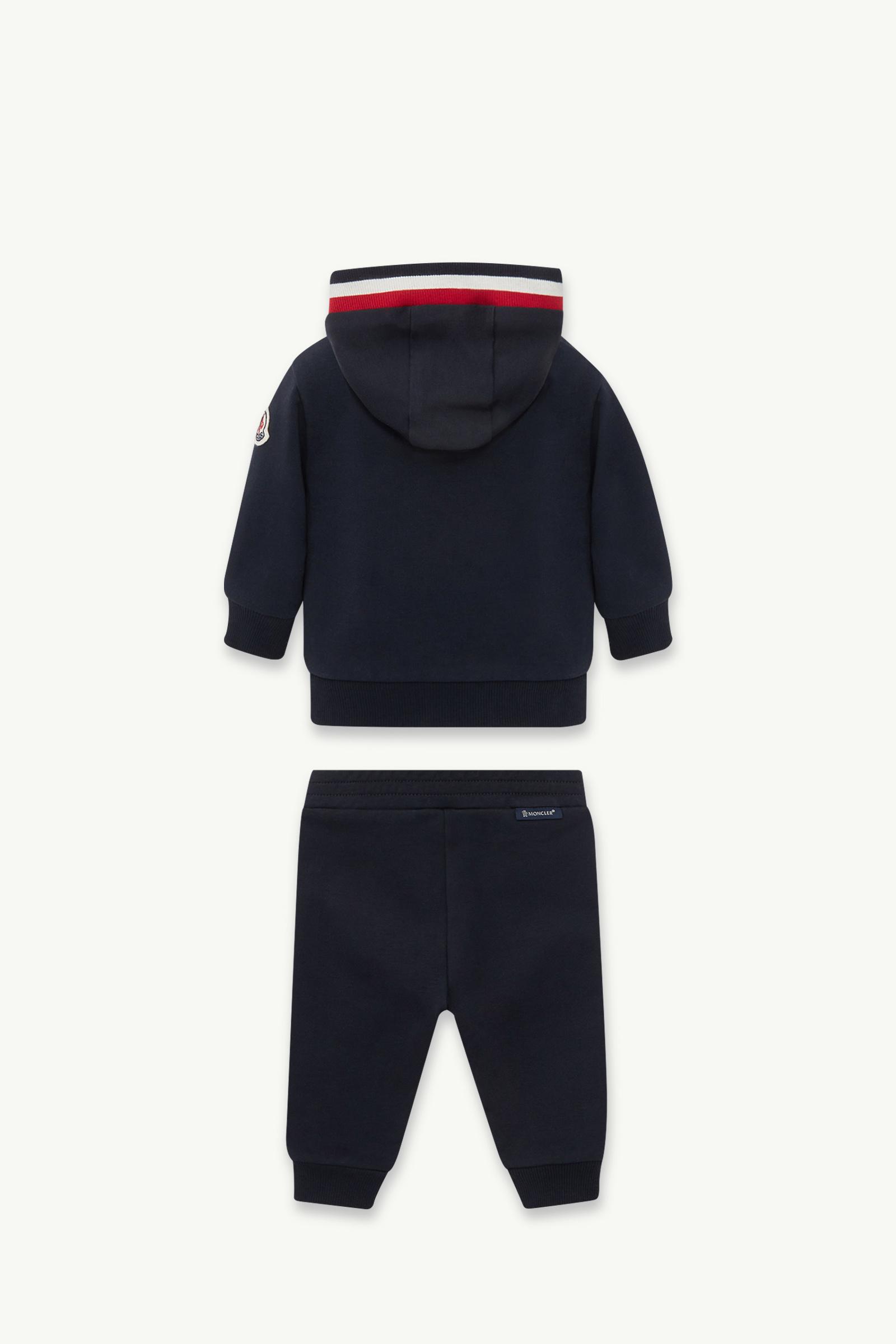 Navy Blue Tricolor-Trimmed Cotton Sweatsuit Set - Clothing for