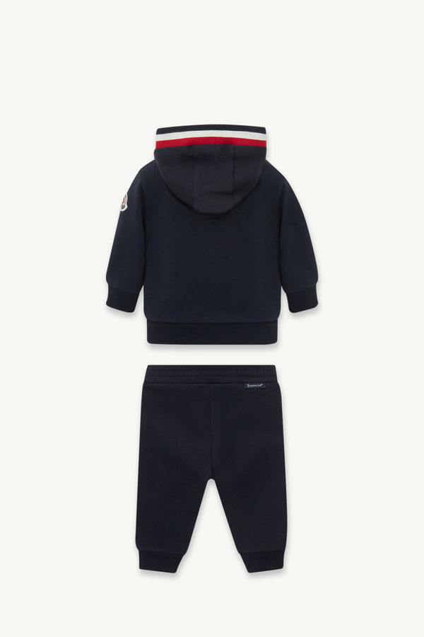 Tricolour-Trimmed Cotton Tracksuit Set Boy Navy Blue Moncler 2