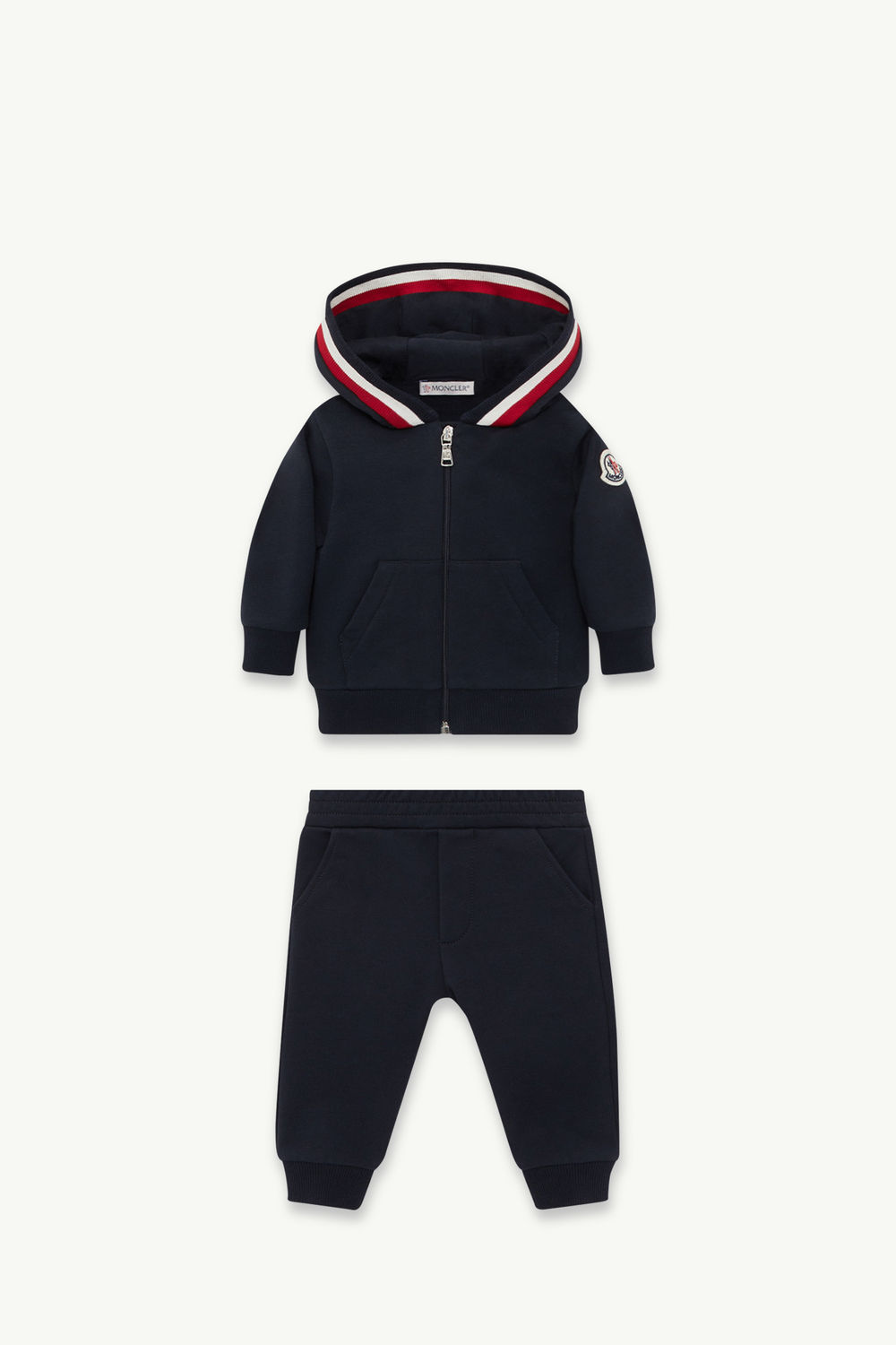 Tricolour-Trimmed Cotton Tracksuit Set Boy Navy Blue Moncler 0