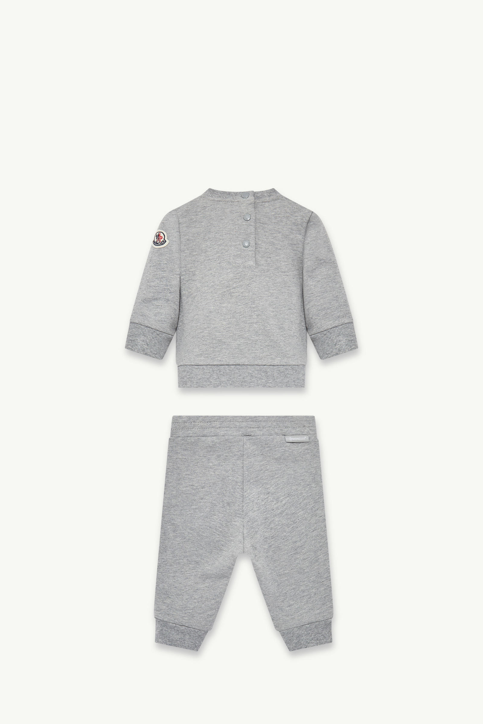 Embroidered Teddy Bear Cotton Sweatsuit Set Boy Grey Moncler 2