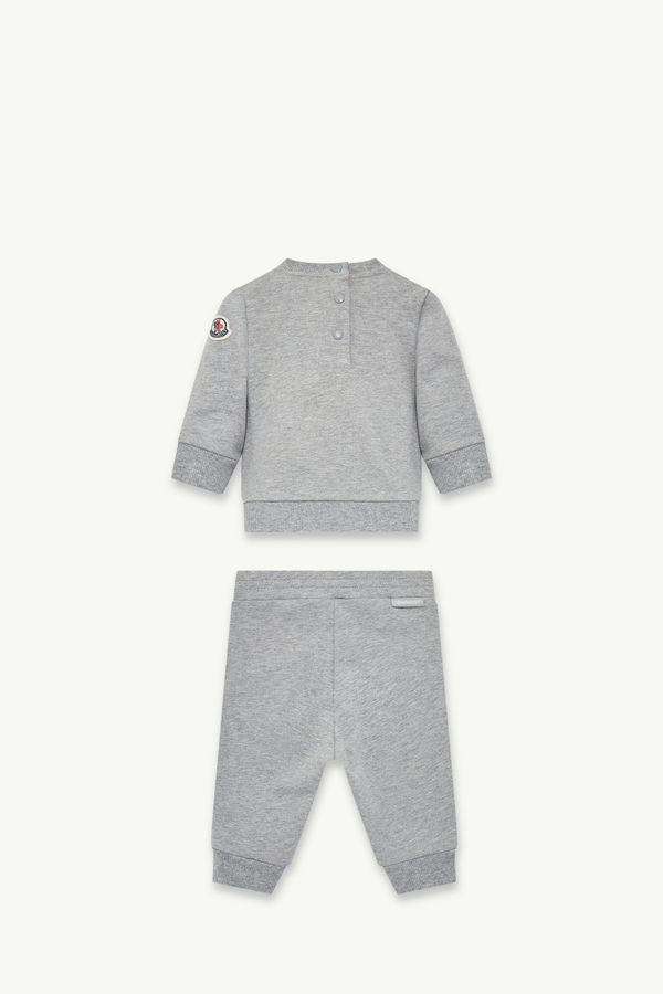Embroidered Teddy Bear Cotton Tracksuit Set Boy Gray Moncler 2