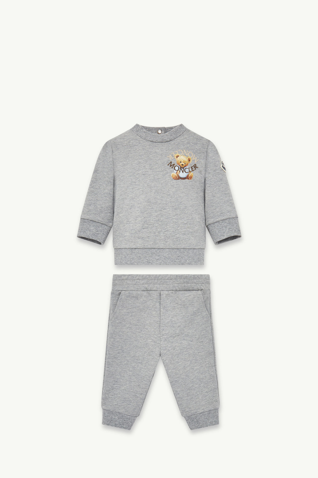 Trainingsanzug aus Baumwolle mit gesticktem Teddybär-Motiv Jungen Grau Moncler 0