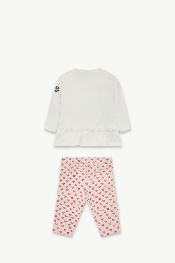 Ensemble en coton à imprimé cœur Fille Blanc & Rose Moncler 2