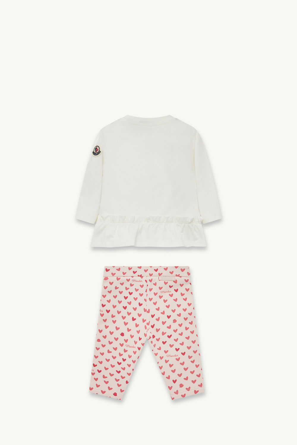 Heart Print Cotton Set Girl White & Pink Moncler 2
