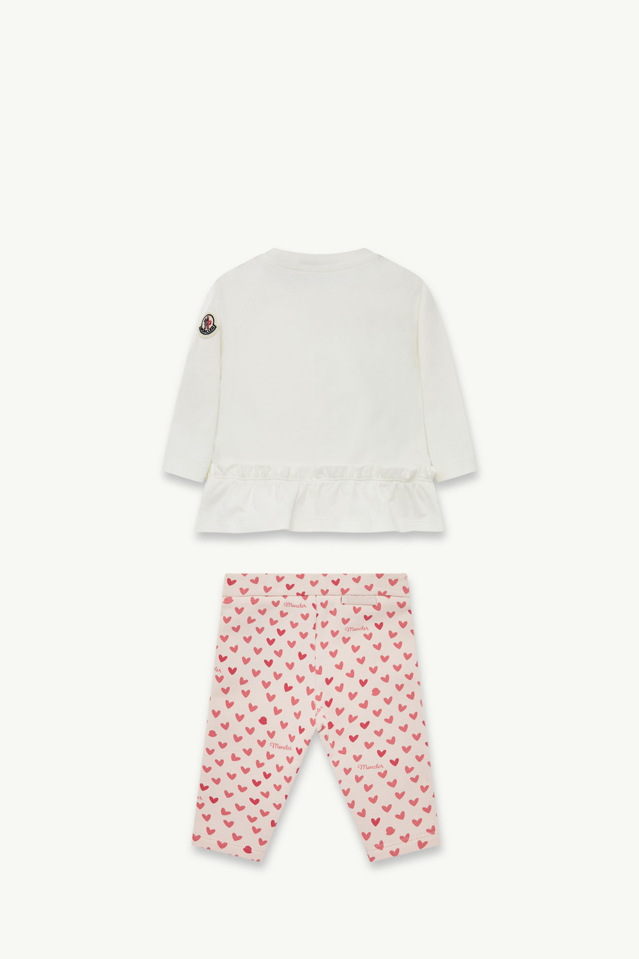 Set in cotone con stampa cuore Bambina Bianco & Rosa Moncler 2