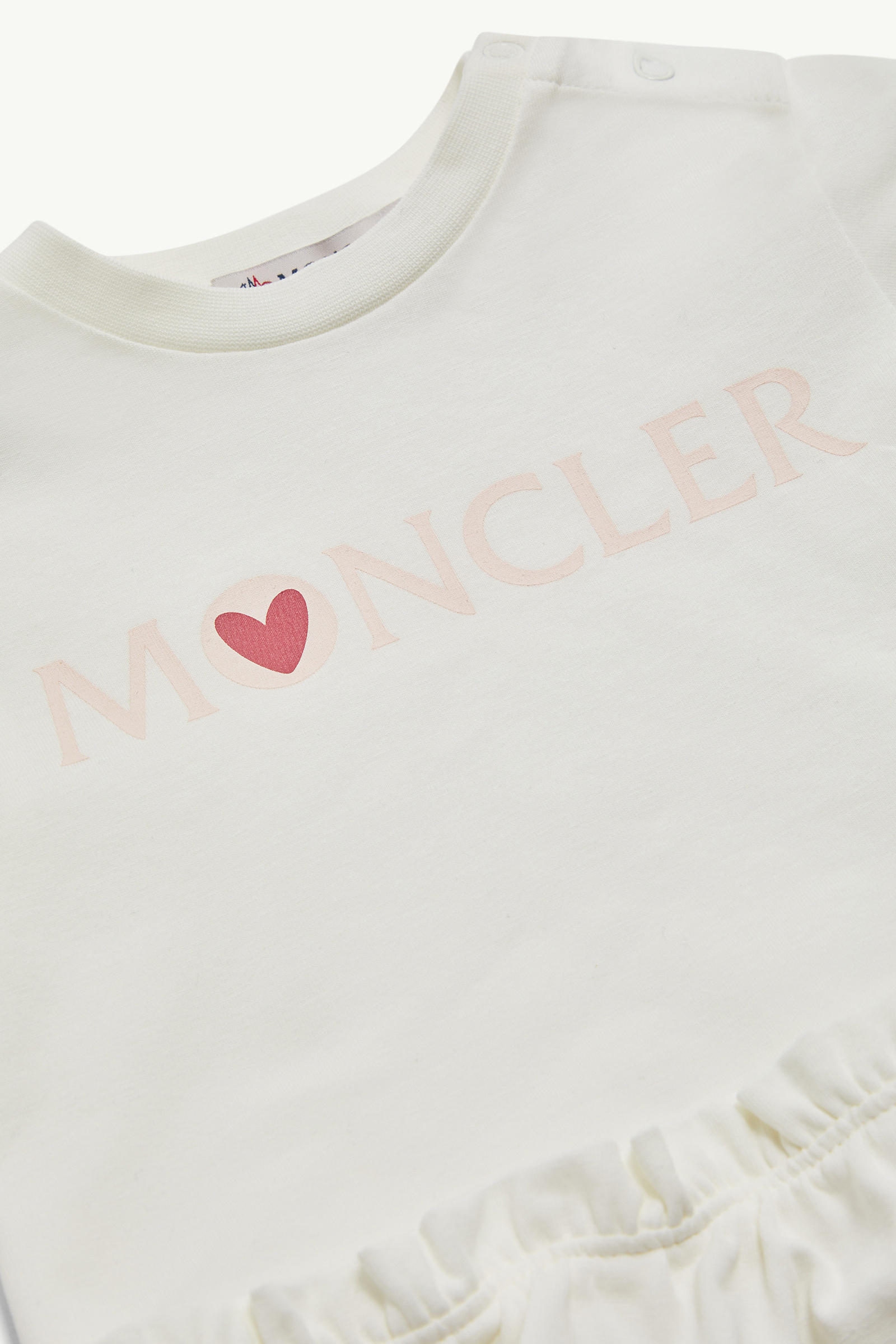 Heart Print Cotton Set Girl White & Pink Moncler 3