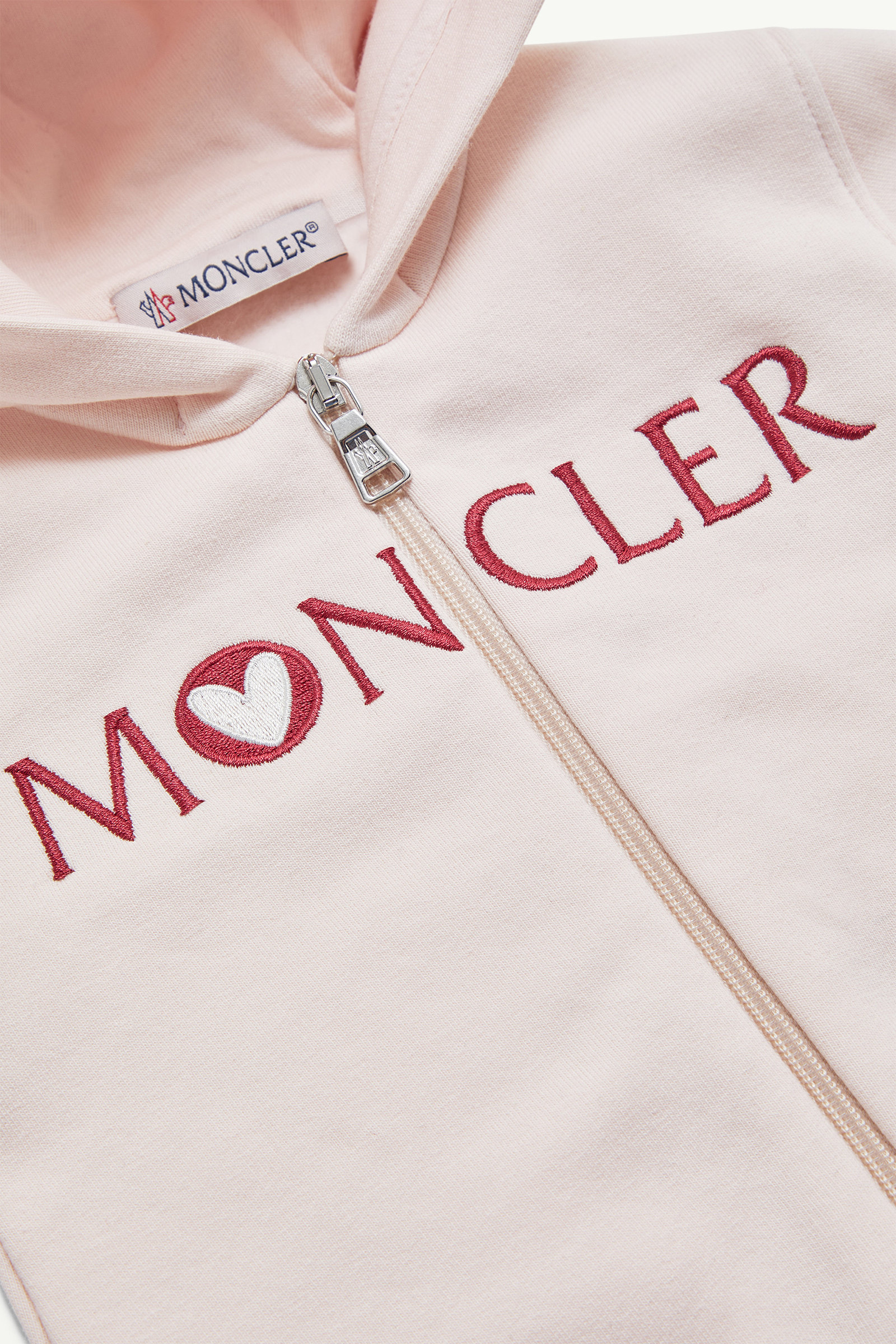 Conjunto de chándal de algodón con logotipo de corazón bordado Niña Rosado claro Moncler 1