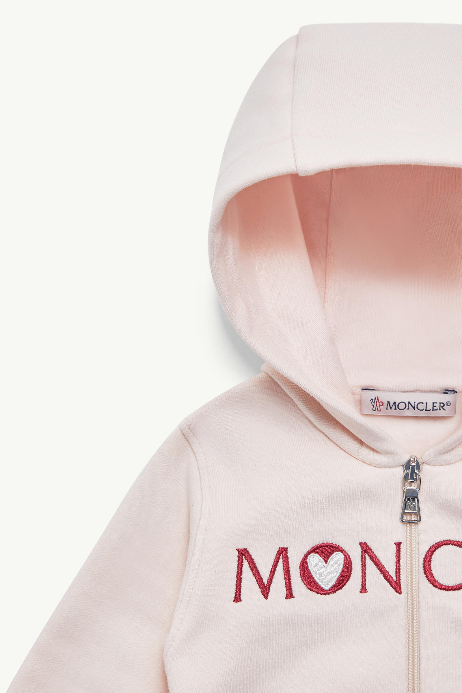 Conjunto de chándal de algodón con logotipo de corazón bordado Niña Rosado claro Moncler 3