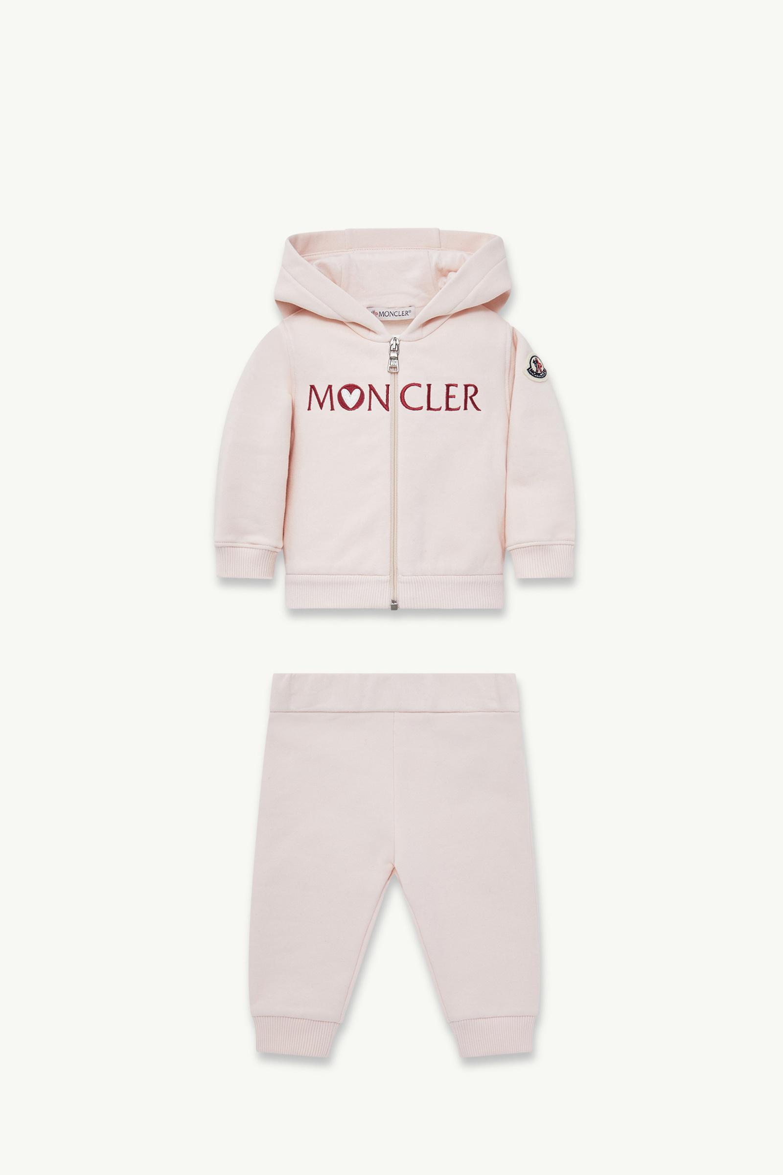 Light Pink Embroidered Heart Logo Cotton Sweatsuit Set - Clothing