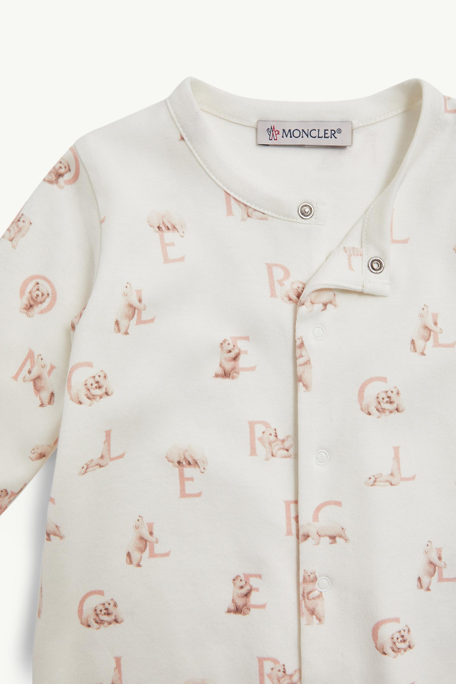Teddy Bear Logo Print Cotton Set Girl White & Pink Moncler 1