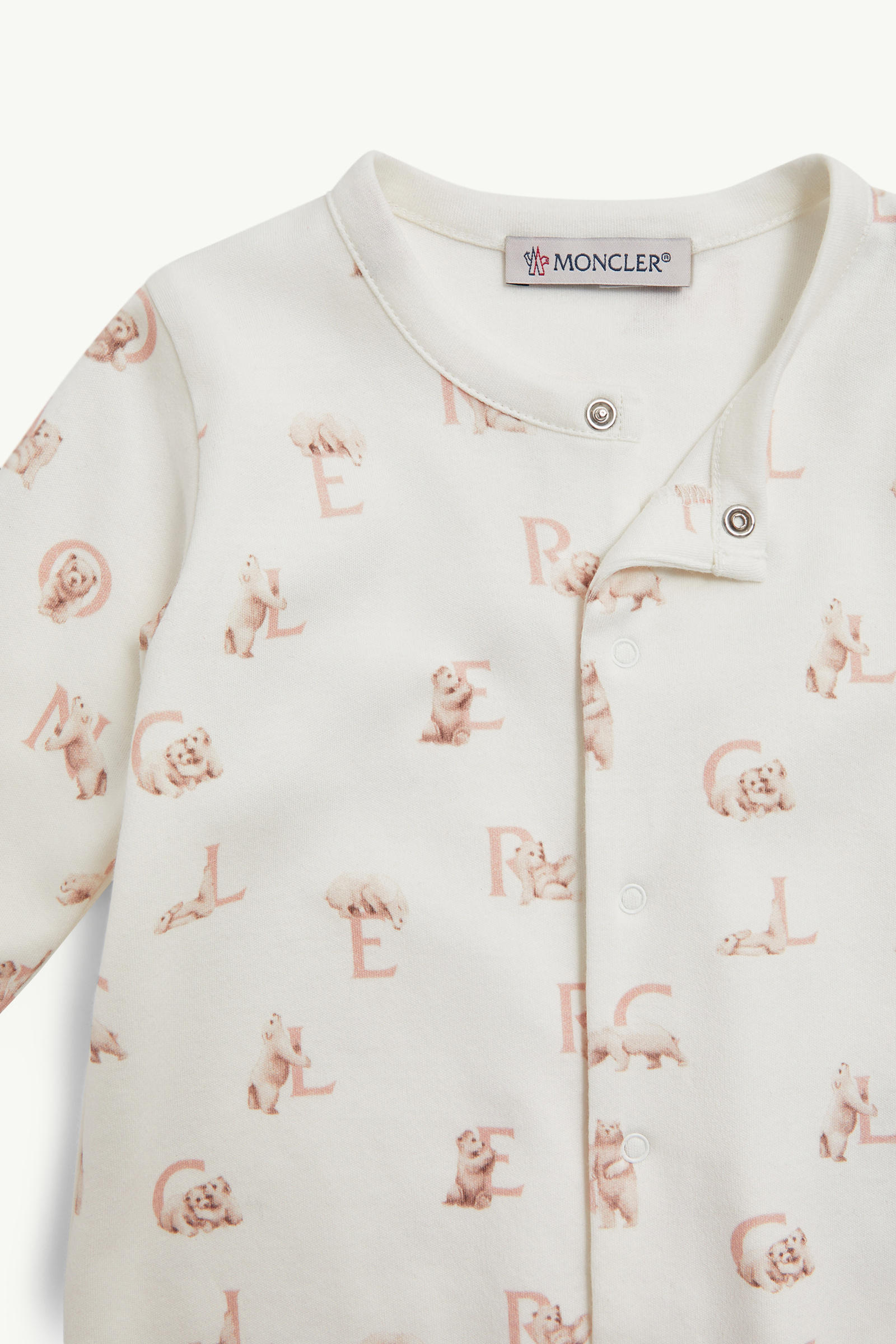 Teddy Bear Logo Print Cotton Set Girl White & Pink Moncler 1