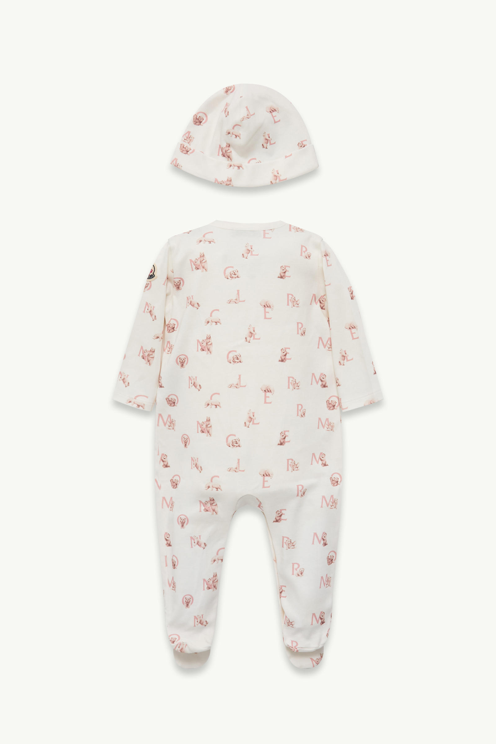 Teddy Bear Logo Print Cotton Set Girl White & Pink Moncler 2