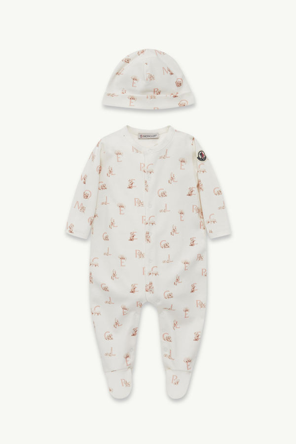 Ensemble en coton à logo ours en peluche Fille Blanc & Rose Moncler 0
