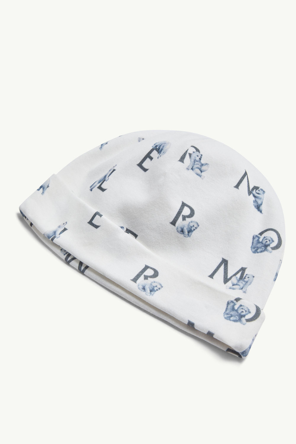 Teddy Bear Logo Print Cotton Set Boy White & Blue Moncler 1