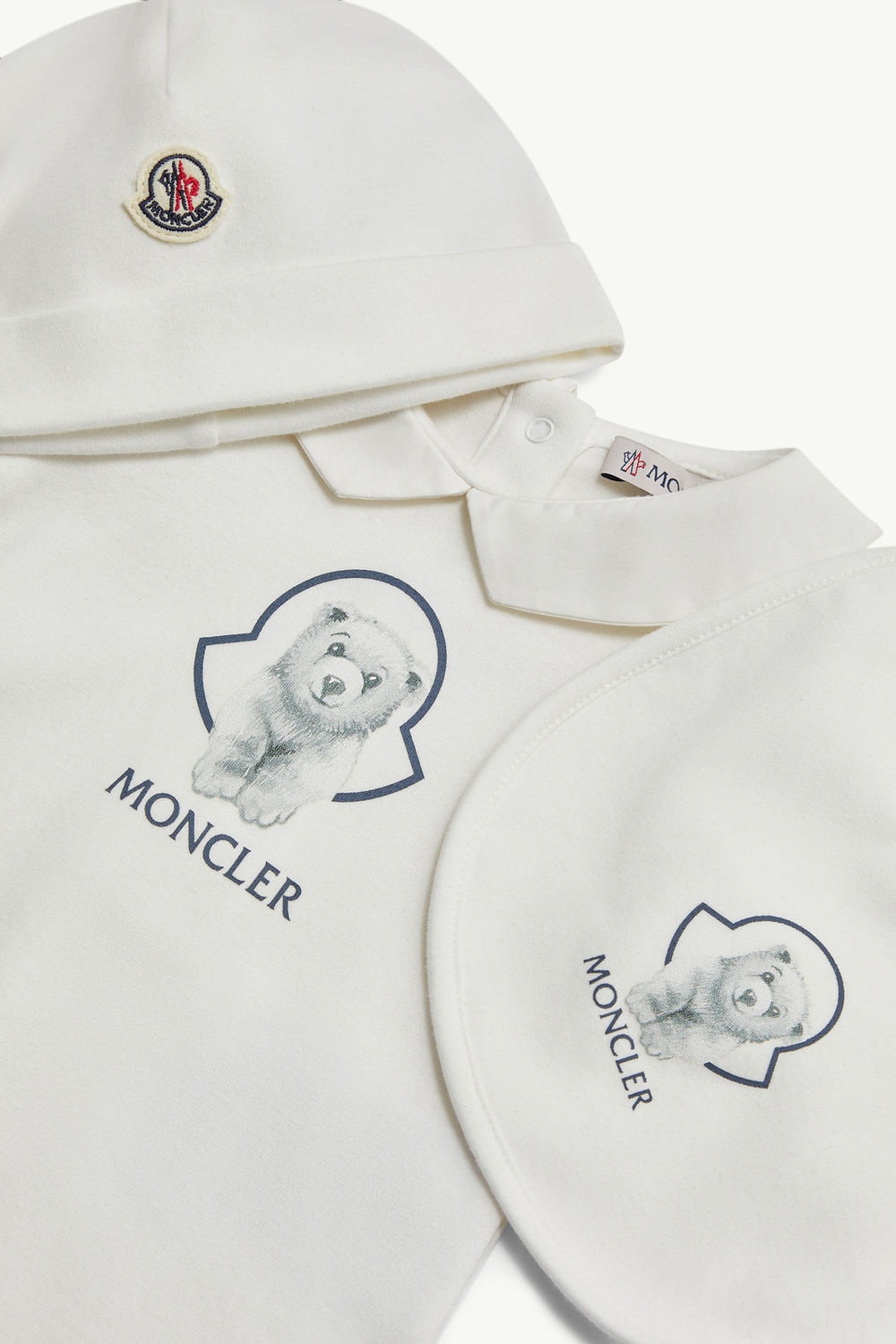 Teddy Bear Logo Cotton Set Gender Neutral White Moncler 1